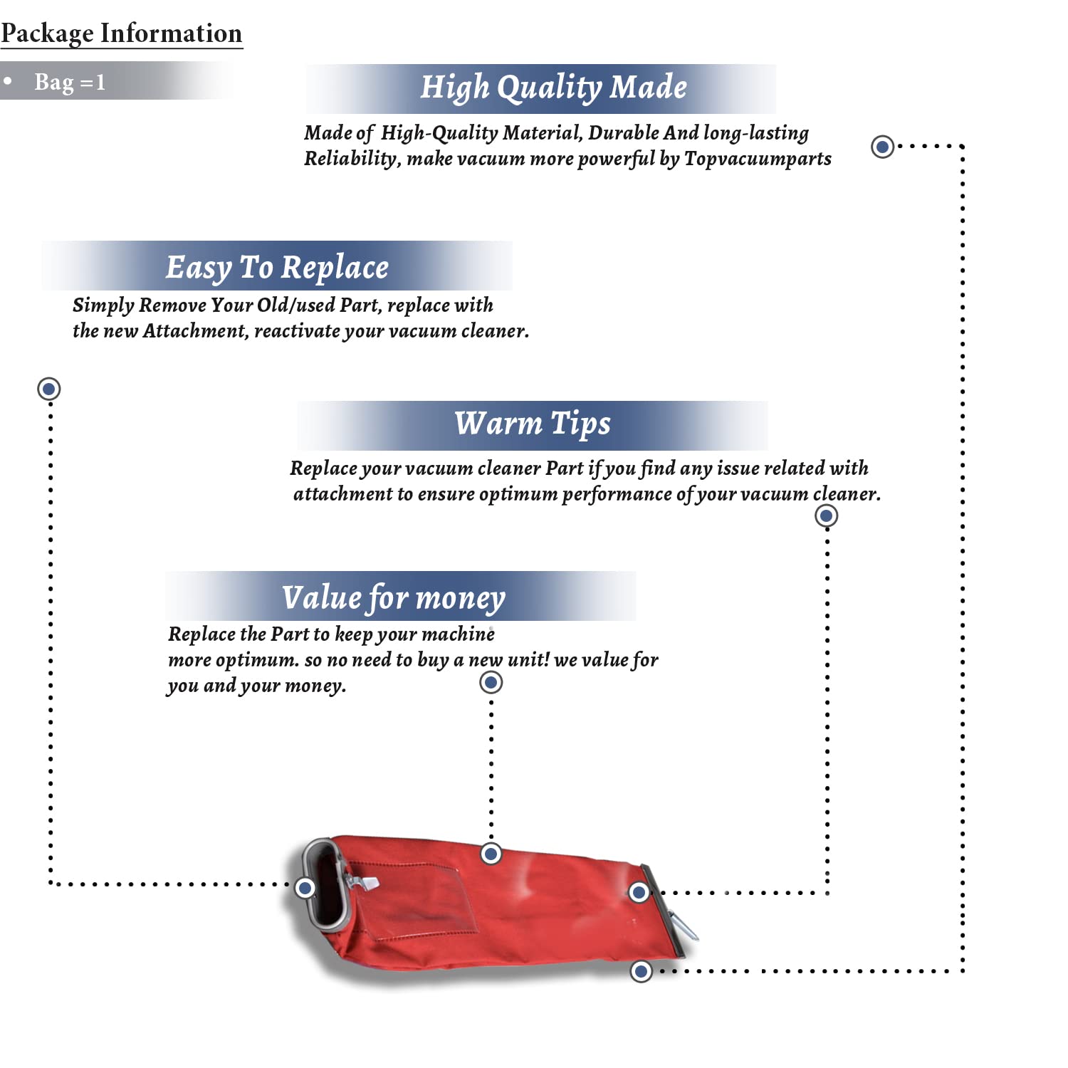 Red Vacuum Cleaner Bag for Eureka, Sanitaire & More - Easy Shake Out for Home Cleaning