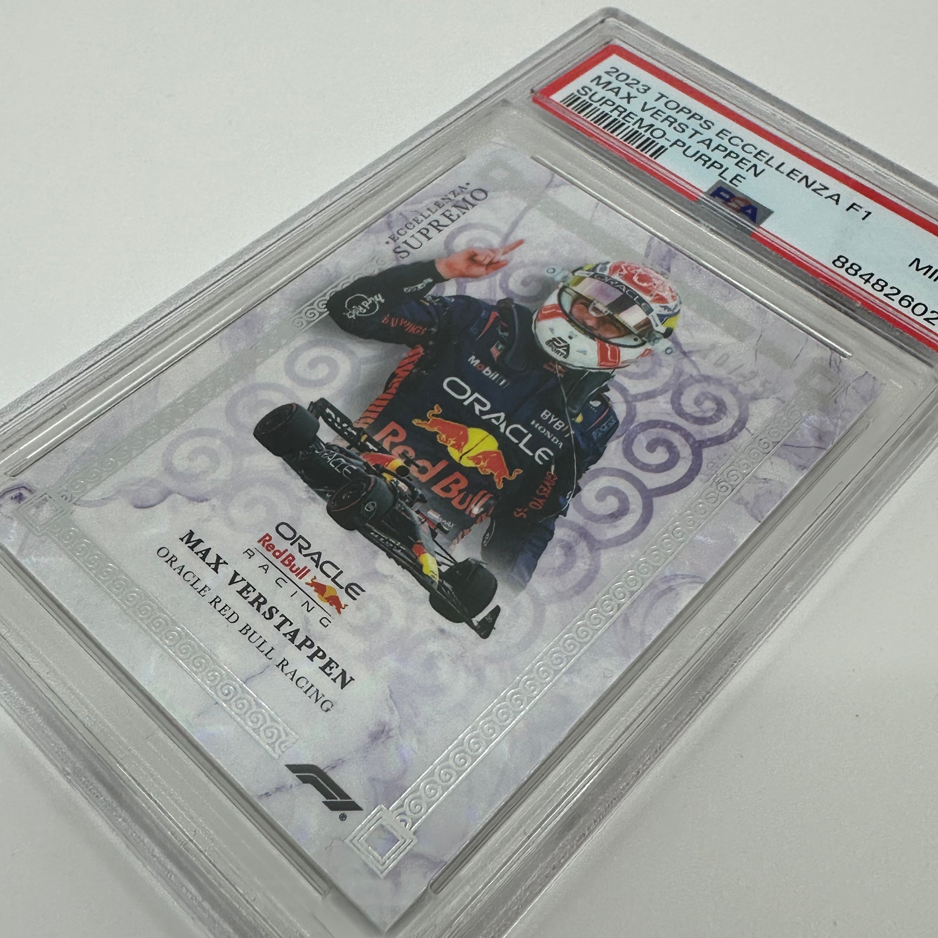 2023 Max Verstappen Eccellenza Supremo PSA 9 10/25 Purple Trading Card - Perfect for F1 Collectors, Racing Memorabilia Displays & Sports Card Investments