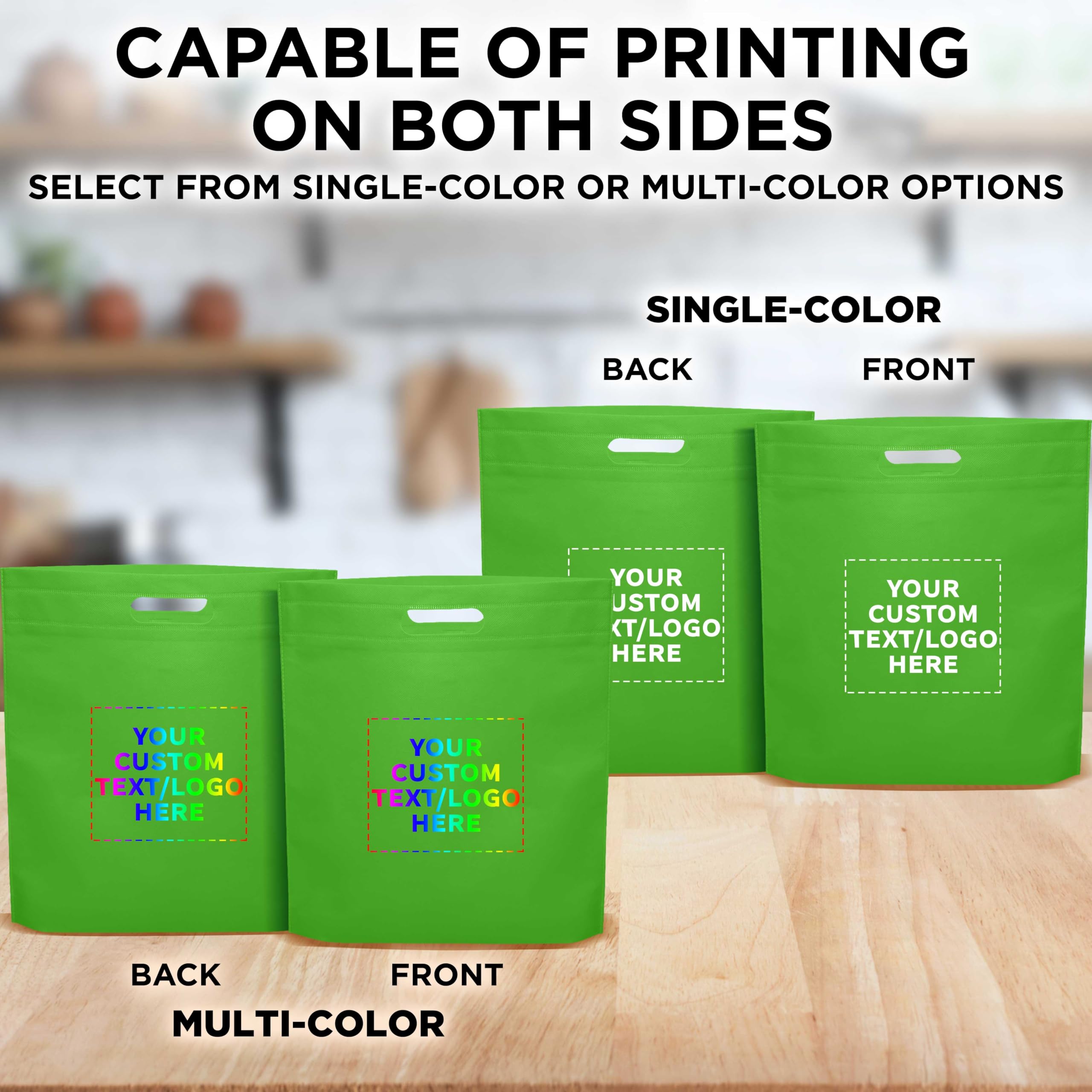 Customizable 100-Pack Lime Green Non-Woven Tote Bags - 15