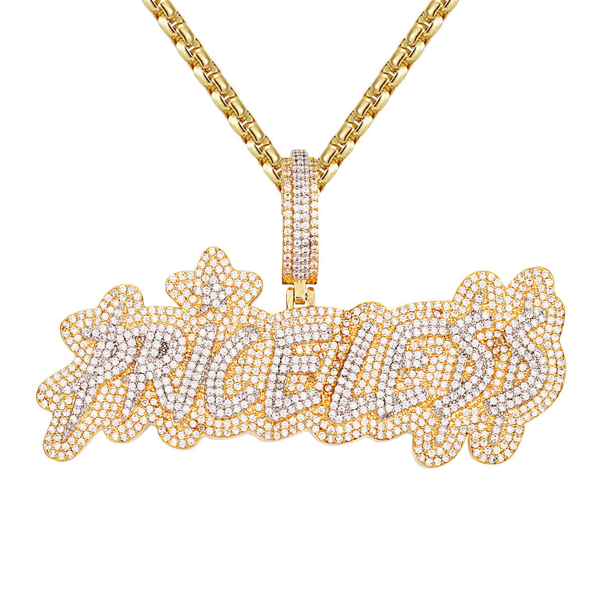 Double Layer Micro Pave Icy Yellow Gold Pendant Necklace - Elegant Layered Jewelry for Women, Perfect for Parties, Weddings & Everyday Wear
