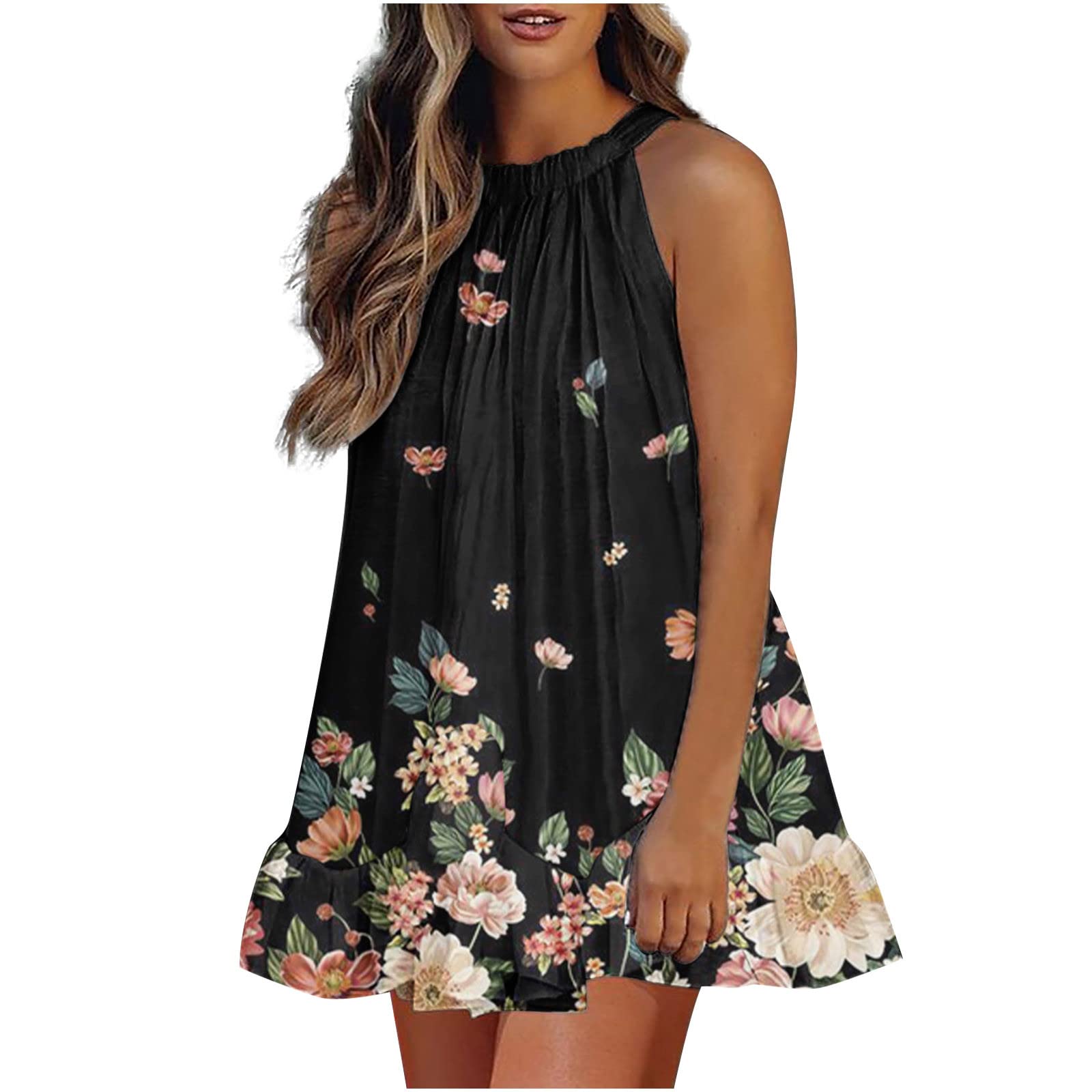 **Women's Summer Dresses 2022 - Lace-Up Suspenders, Adjustable Ruffle Hem, Sleeveless Tie Mini Dress for Parties, Beach & Casual Wear | Style 4602**