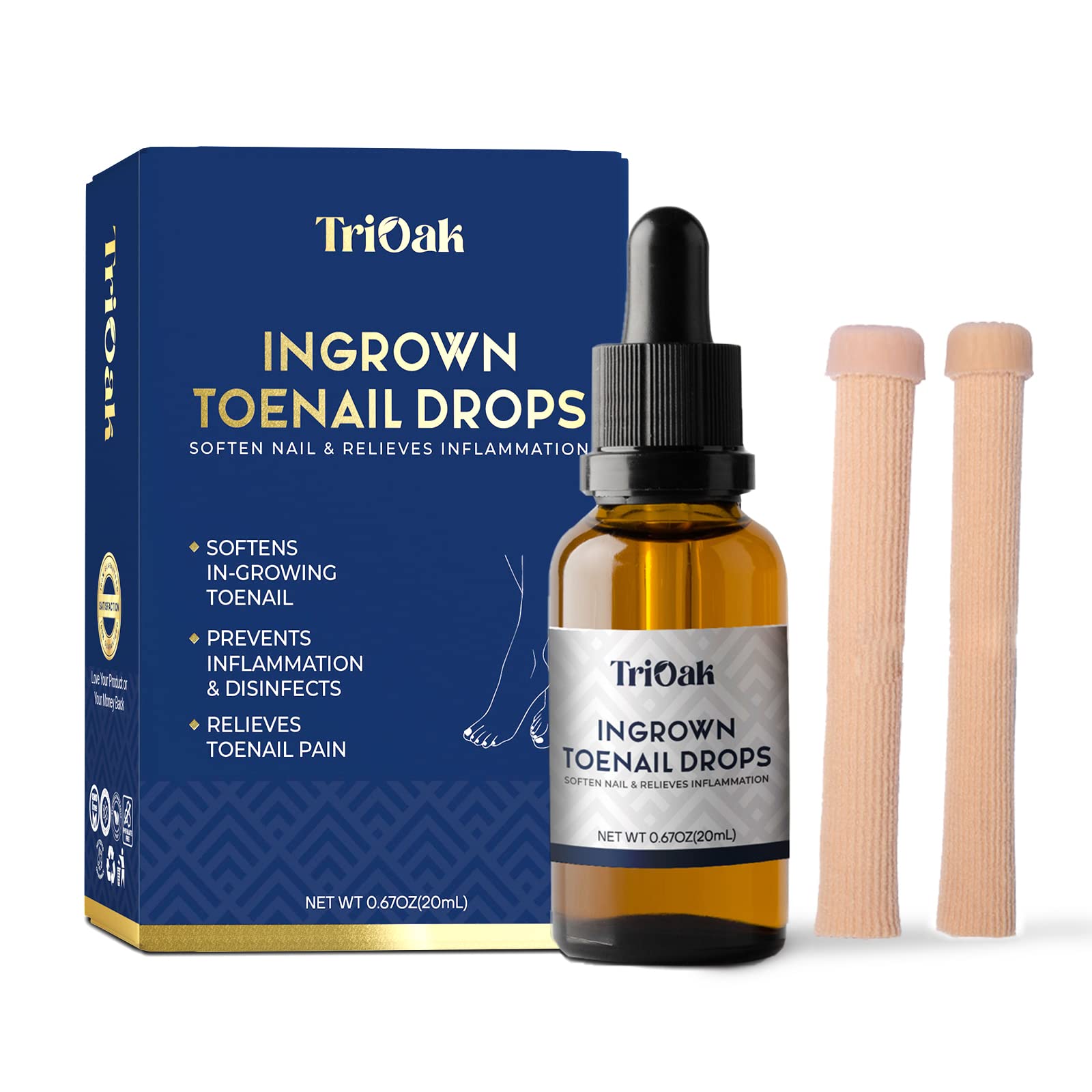 TriOak Ingrown Toenail Treatment Oil - Pain Relief & Nail Correction Kit for Ingrown Toenails - Softener & Care Drops (20ml, Blue) - Perfect for Athletes, Runners & Daily Foot Care