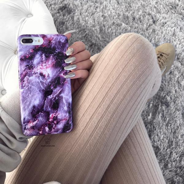 Premium Purple Stone Marble iPhone Case - Elegant & Durable Protective Cover for iPhone [Model Numbers] - Perfect for Work, Travel & Everyday Use