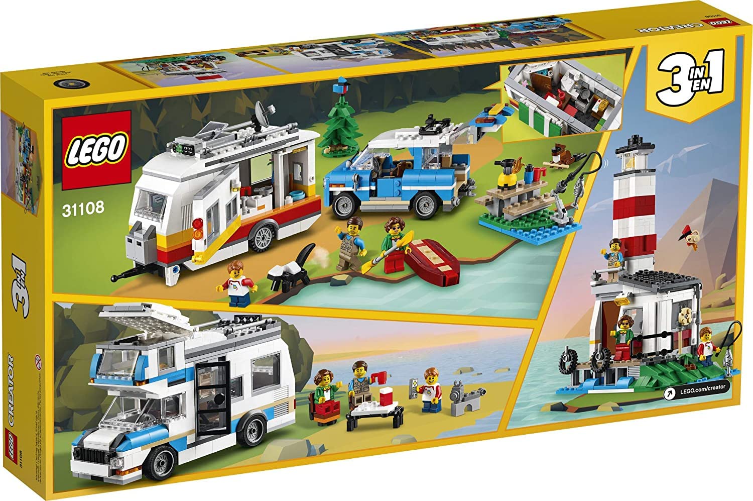 LEGO Creator 3in1 Caravan Family Holiday Building Kit 31108 - 766 Pieces Creative Toy for Kids, Camping Adventure Playset with Cute Animal Figures | Perfect for Birthday Gifts, Creative Play & Indoor Camping Fun