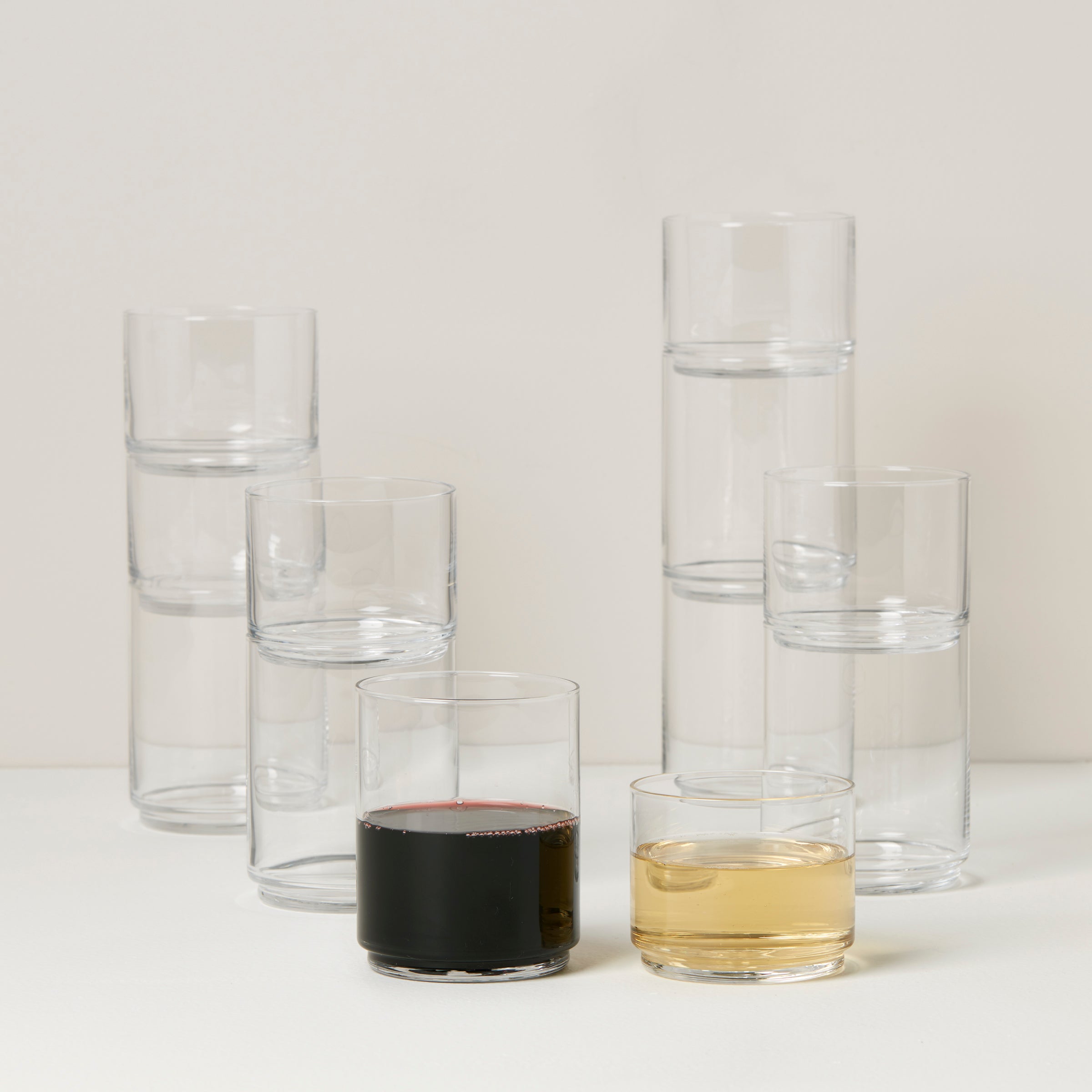 Premium Tuscany Classics Stackable Clear Glass Set of 12 - Shatterproof Drinking Glasses for Wine, Juice & Cocktails - Perfect for Dinner Parties, Restaurants & Home Bars