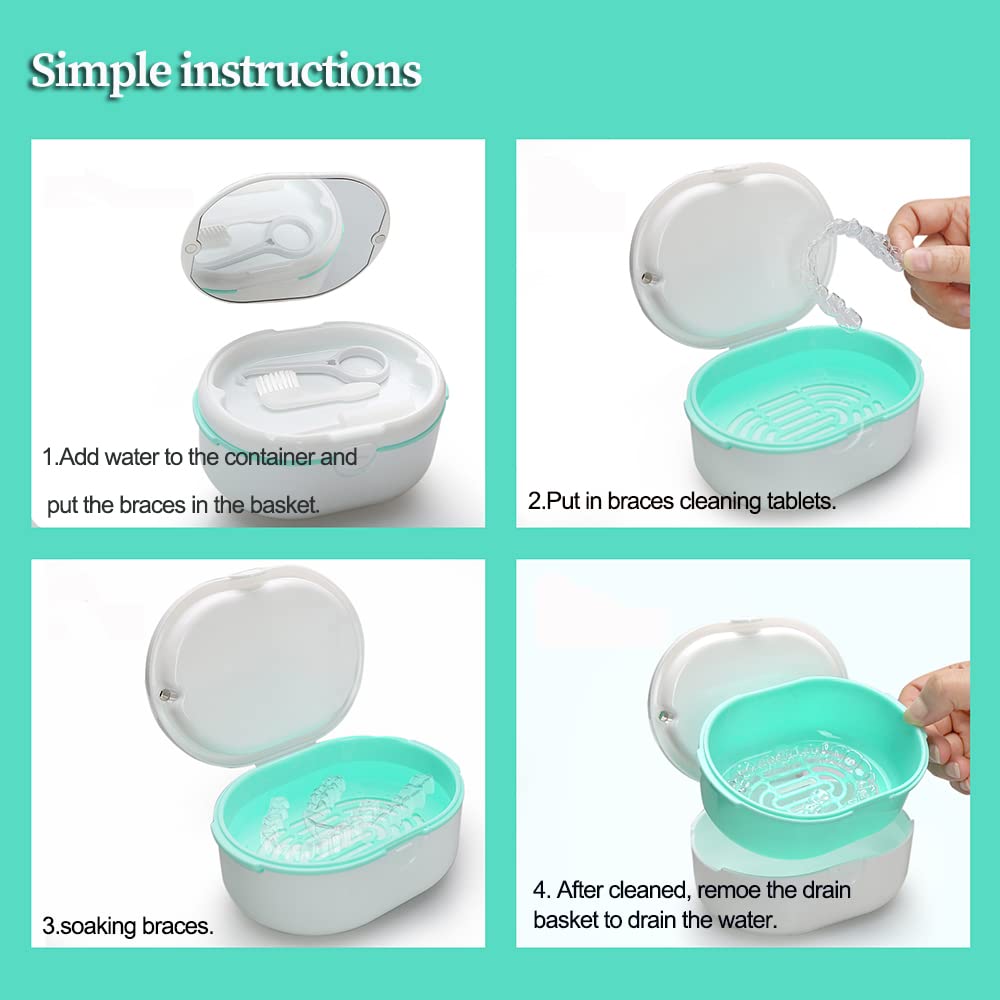 Premium Double Slot Denture Case for Wet & Dry Storage | Portable False Teeth Container with Lid | Ideal for Travel, Home & Office Use (White)