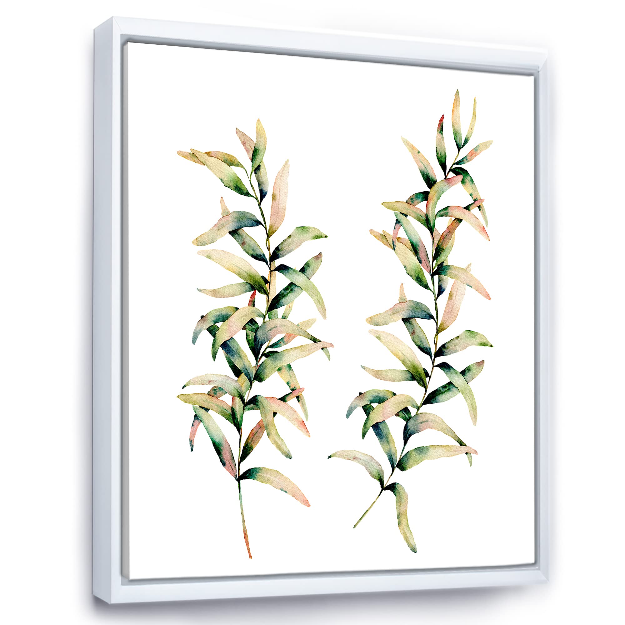 DesignQ Autumn Grass Branches Framed Canvas Wall Art Print - Handmade Home Decor for Living Room, Bedroom & Office