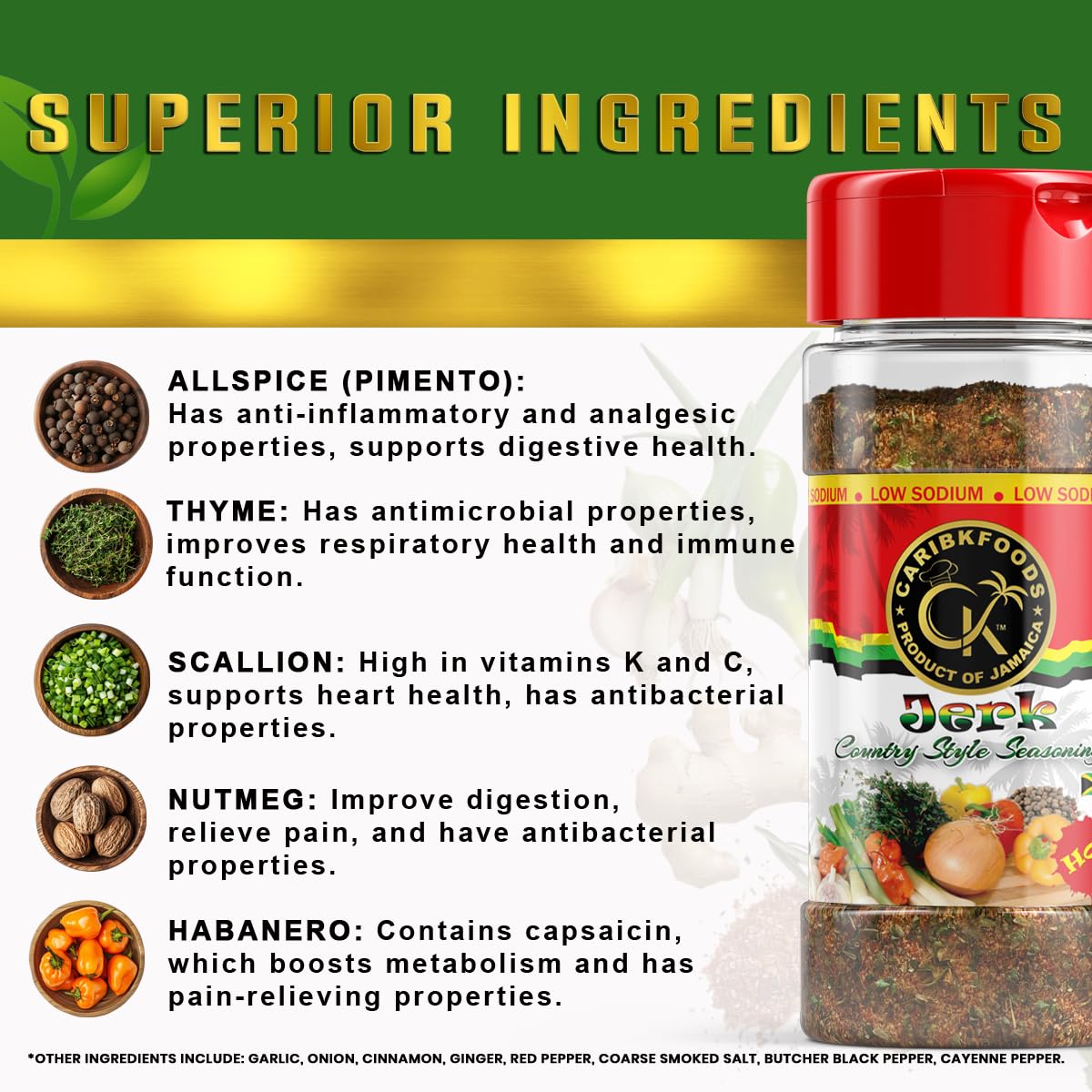 Premium Jamaican Jerk Seasoning - Authentic Caribbean Kitchen HOT Spice Blend (4 Oz) | Kosher, Low Sodium, Non-GMO, Gluten-Free, Vegan | Perfect for Grilling, Marinades, Chicken, Fish & Vegetables