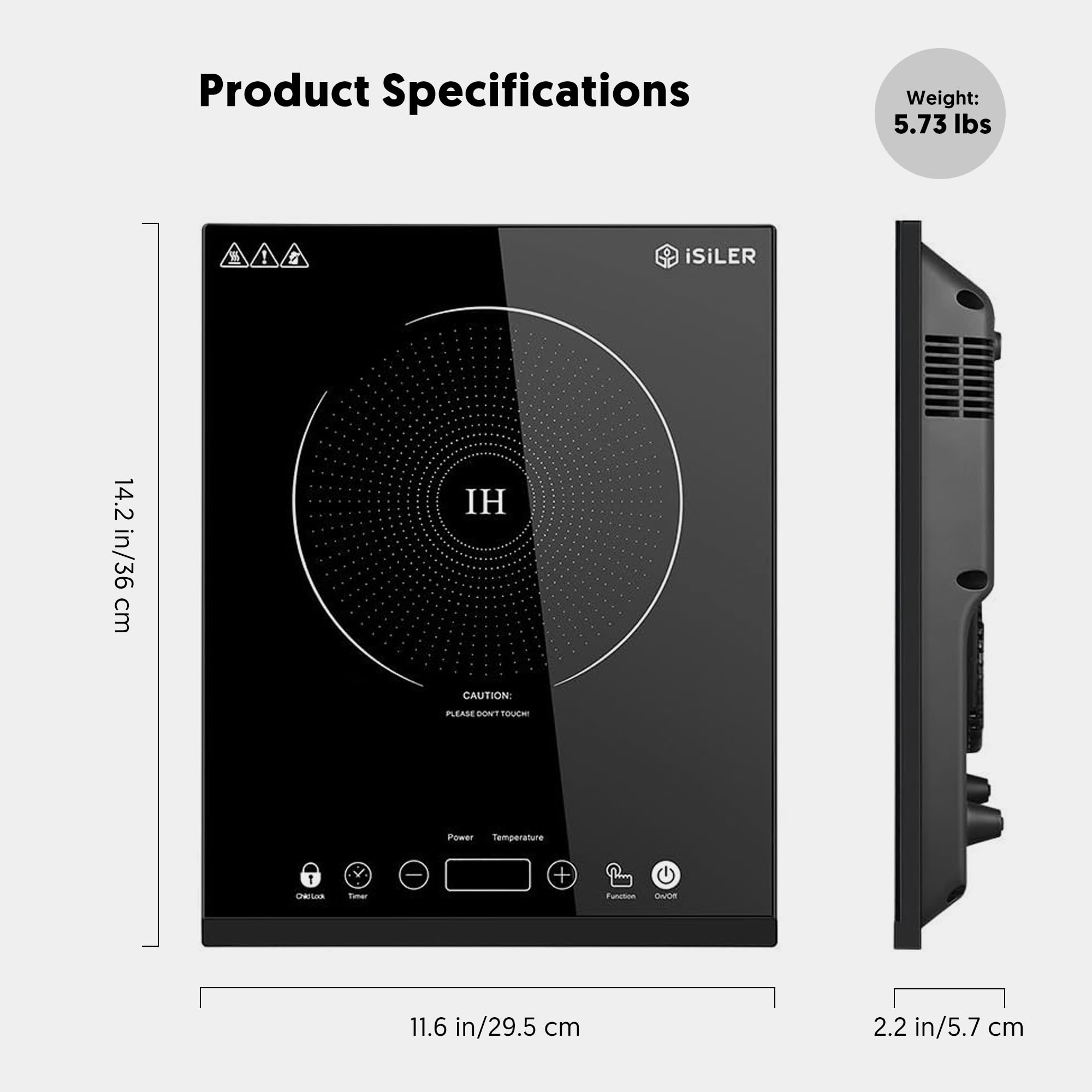 iSiLER 1800W Portable Induction Cooktop with Sensor Touch - 6.7