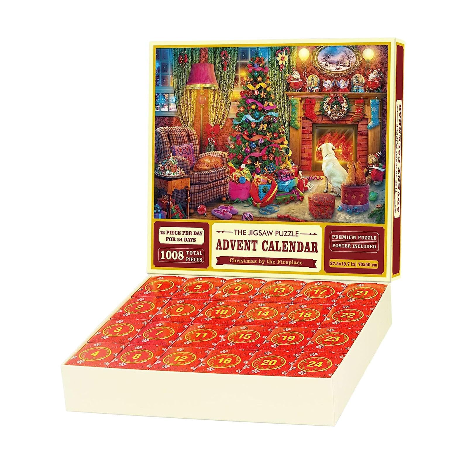 MYADDICTION Christmas Puzzle Advent Calendar - 24 Days Holiday Jigsaw Puzzle Set for Kids & Family - Fun Christmas Countdown Activity for Home Decor & Family Game Night