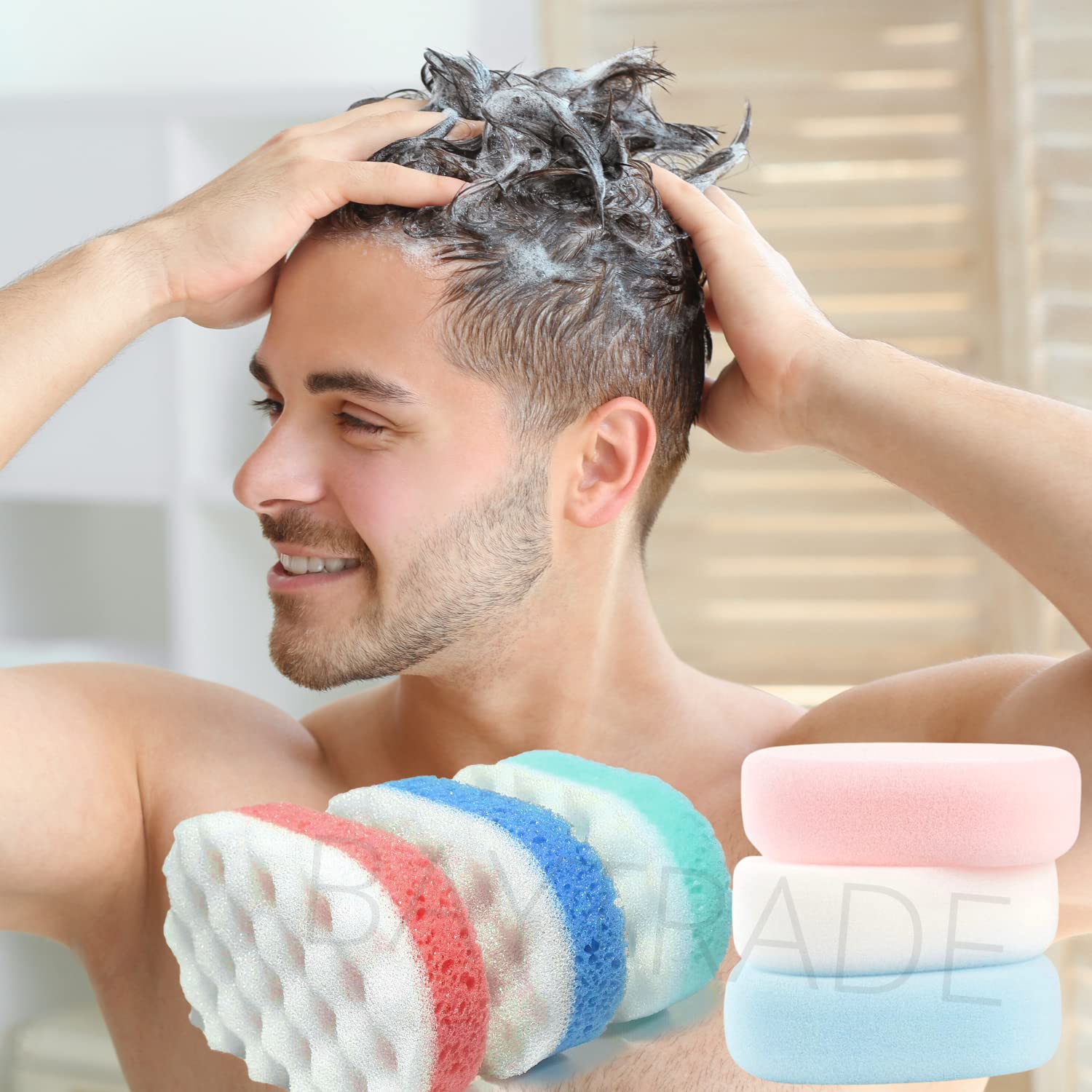 12 Pack Bath Sponges for Adults - 6 Exfoliating & 6 Smooth Shower Sponges | Soft & Rough Sides | Gentle Skin Care for Men, Women & Kids | Perfect for Daily Shower, Spa & Body Scrub