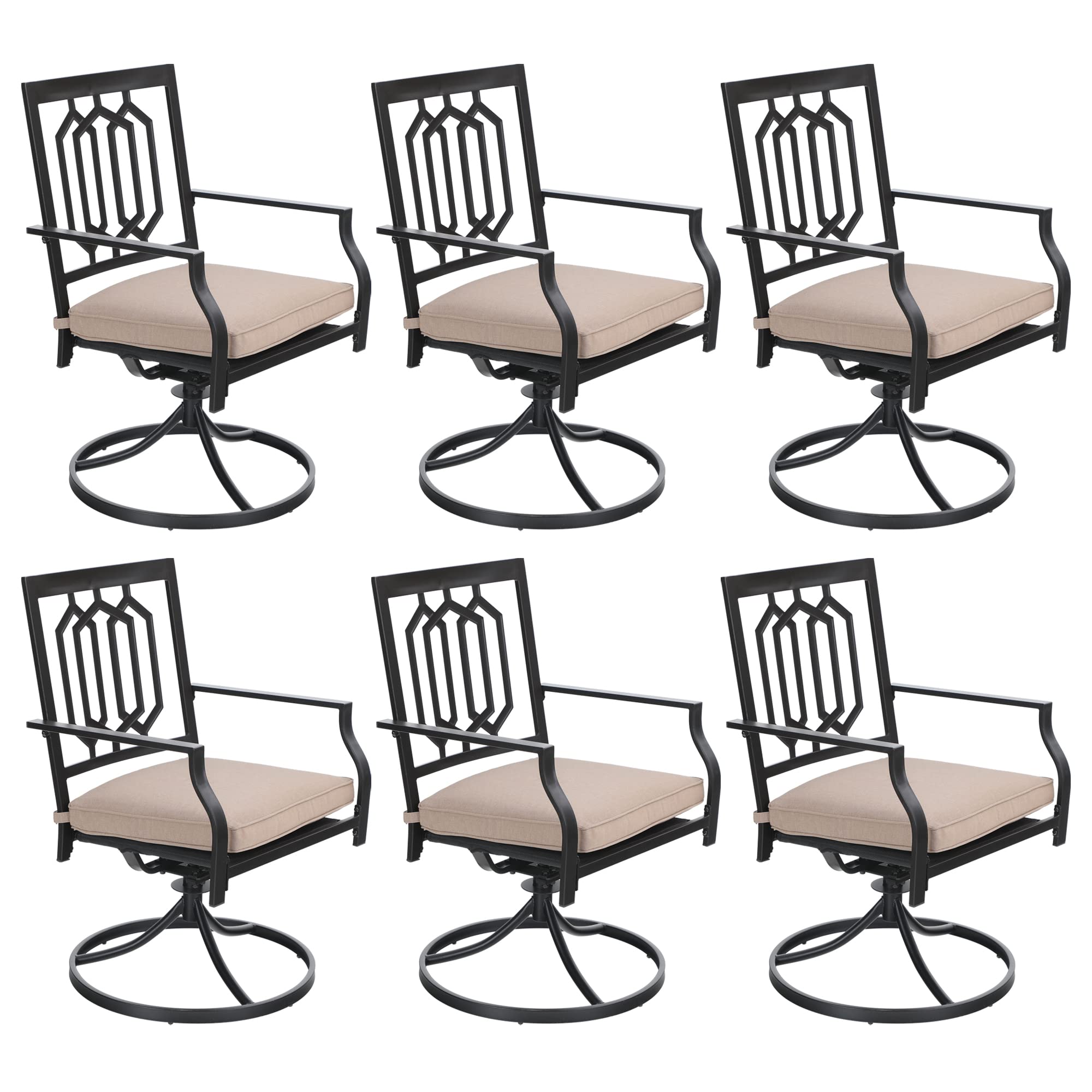 Sophia & William 6-Piece Outdoor Metal Swivel Rocking Chair Set with Cushions - 300 lb Capacity Patio Dining Furniture for Garden, Backyard, Bistro & Poolside Relaxation
