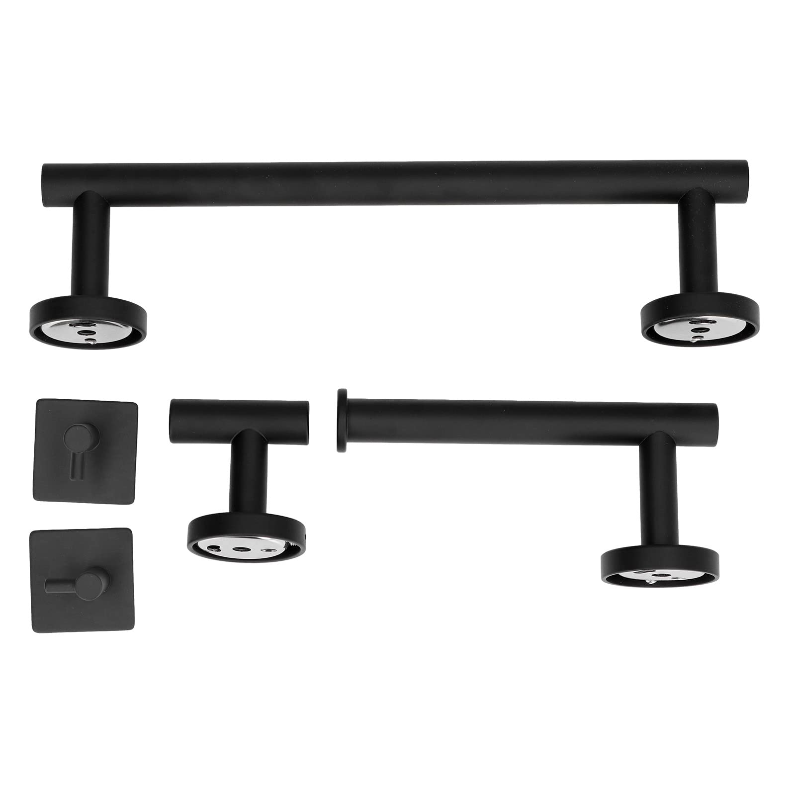 Stainless Steel Towel Rack - Wall Mounted for Bathroom, Kitchen & Bedroom (5-Piece Black Set) - Space Saving Storage