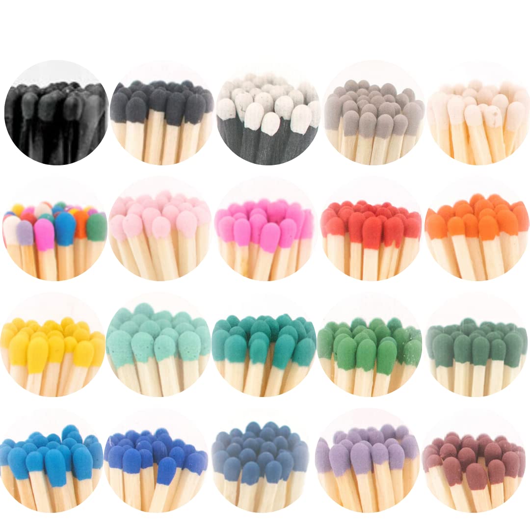 Premium Small Wooden Matches - 400+ Color Options | Safe Refill Matchsticks for Lighting Candles, Photography & Home Decor | Perfect for Fireplaces, Camping, Emergency Kits & DIY Projects