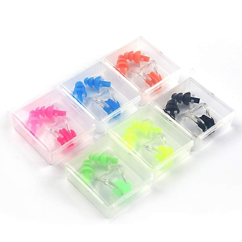 Waterproof Silicone Swim Earplugs & Nose Clips Set (6 Pairs) - Comfortable Swimming Accessories for Kids & Adults - Perfect for Pool, Beach & Water Sports