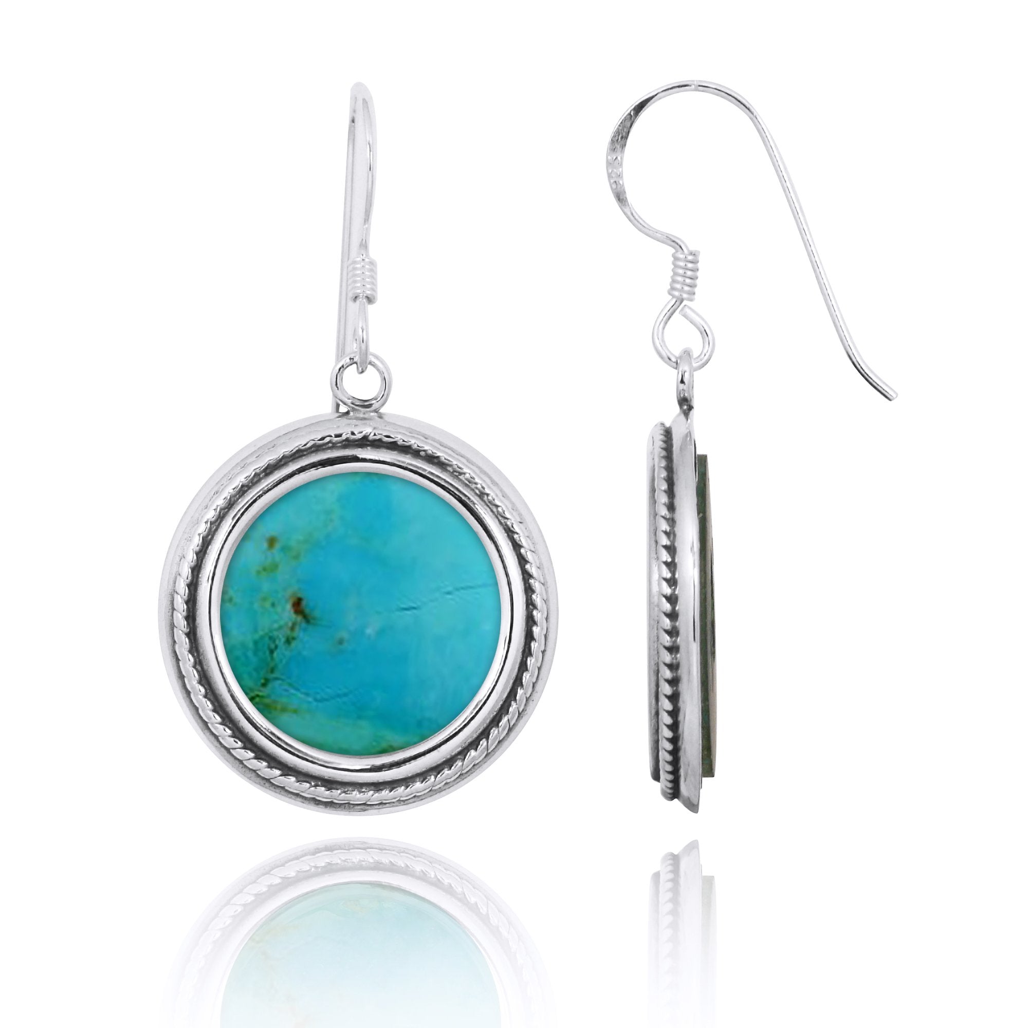 Oxidized Silver French Wire Earrings with Compressed Turquoise - Boho Chic Jewelry for Women, Perfect for Parties & Casual Wear