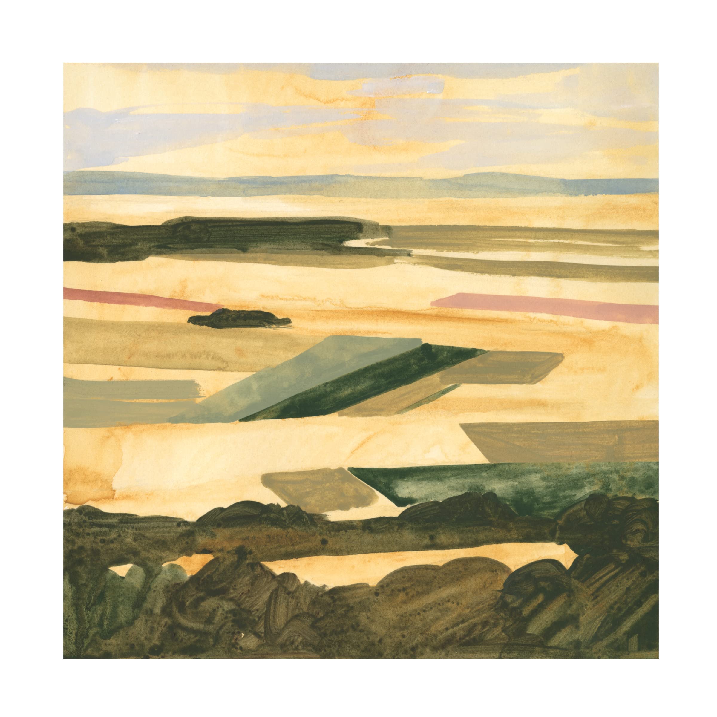 Victoria Borges 'Golden Farmland II' Canvas Wall Art Print - Handmade Farmhouse Landscape Painting for Living Room, Bedroom & Office Decor