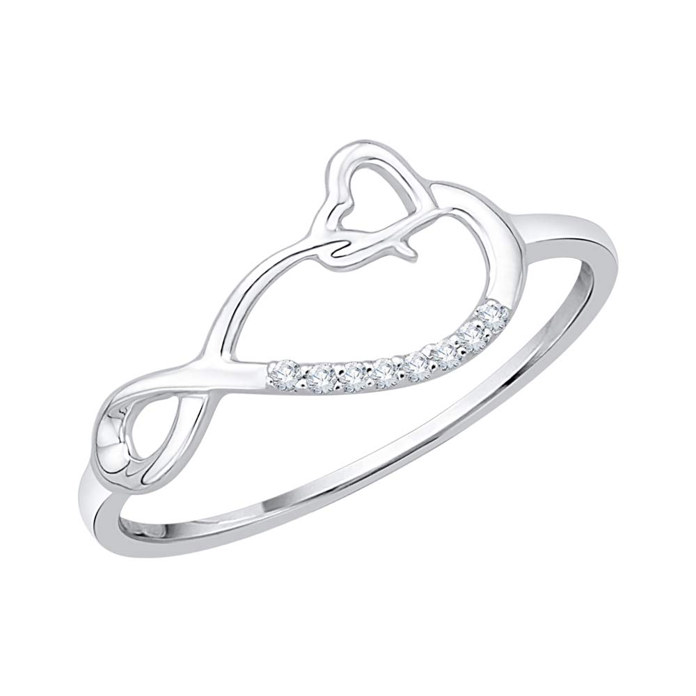 Sterling Silver Infinity Heart Ring with Diamond Accent (G-H, I2-I3) - Perfect for Valentine's Day, Anniversary & Romantic Gifts