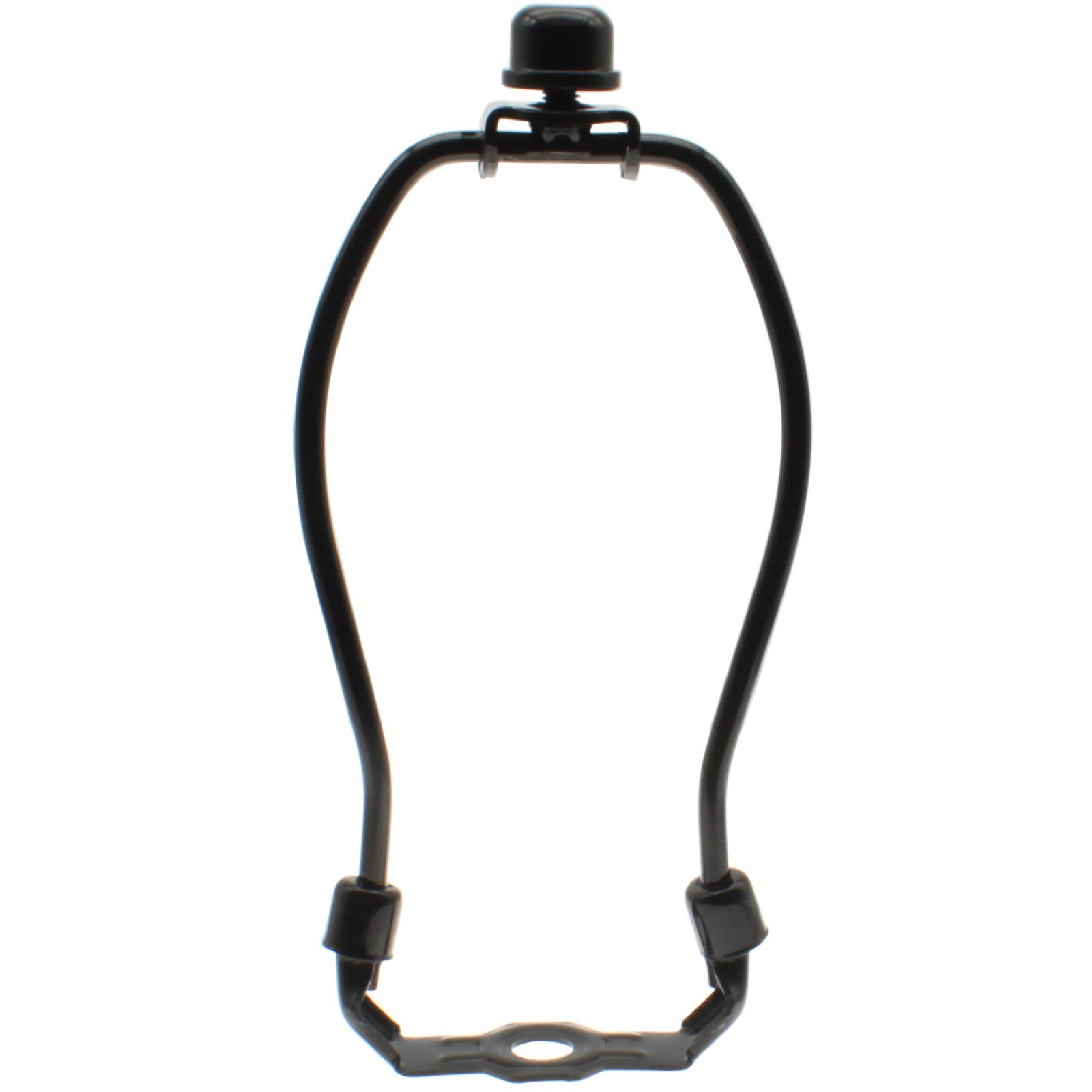 6 Inch Heavy Duty Lamp Shade Harp Holder Kit - Black Horn Frame Lampshade Bracket with Solid Finial Cap for Table & Floor Lamps - Perfect for Living Room, Bedroom, and Office Lighting Decor