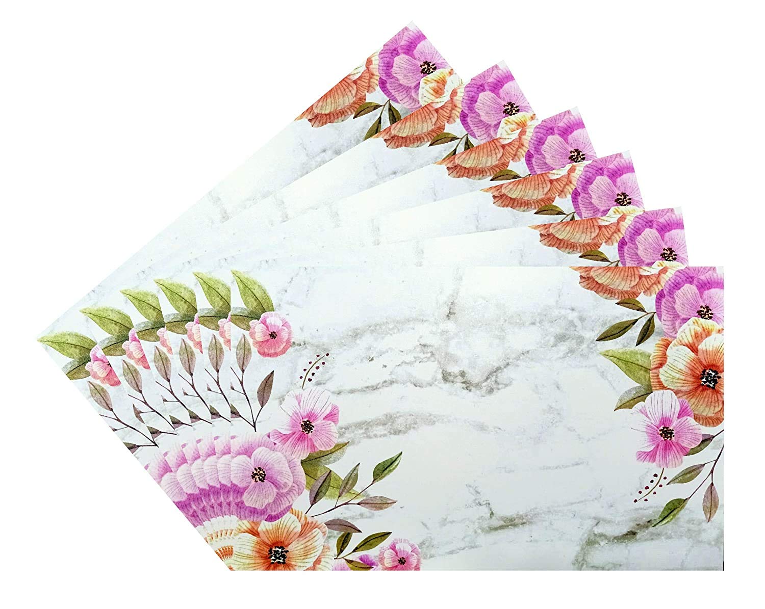 Non-Slip PVC Placemats Set of 6 - Washable, Wipeable & Easy Clean Table Mats for Dining, Kitchen & Restaurant Use - Multicolor Waterproof Placemats for Everyday Meals, Parties & Outdoor Dining