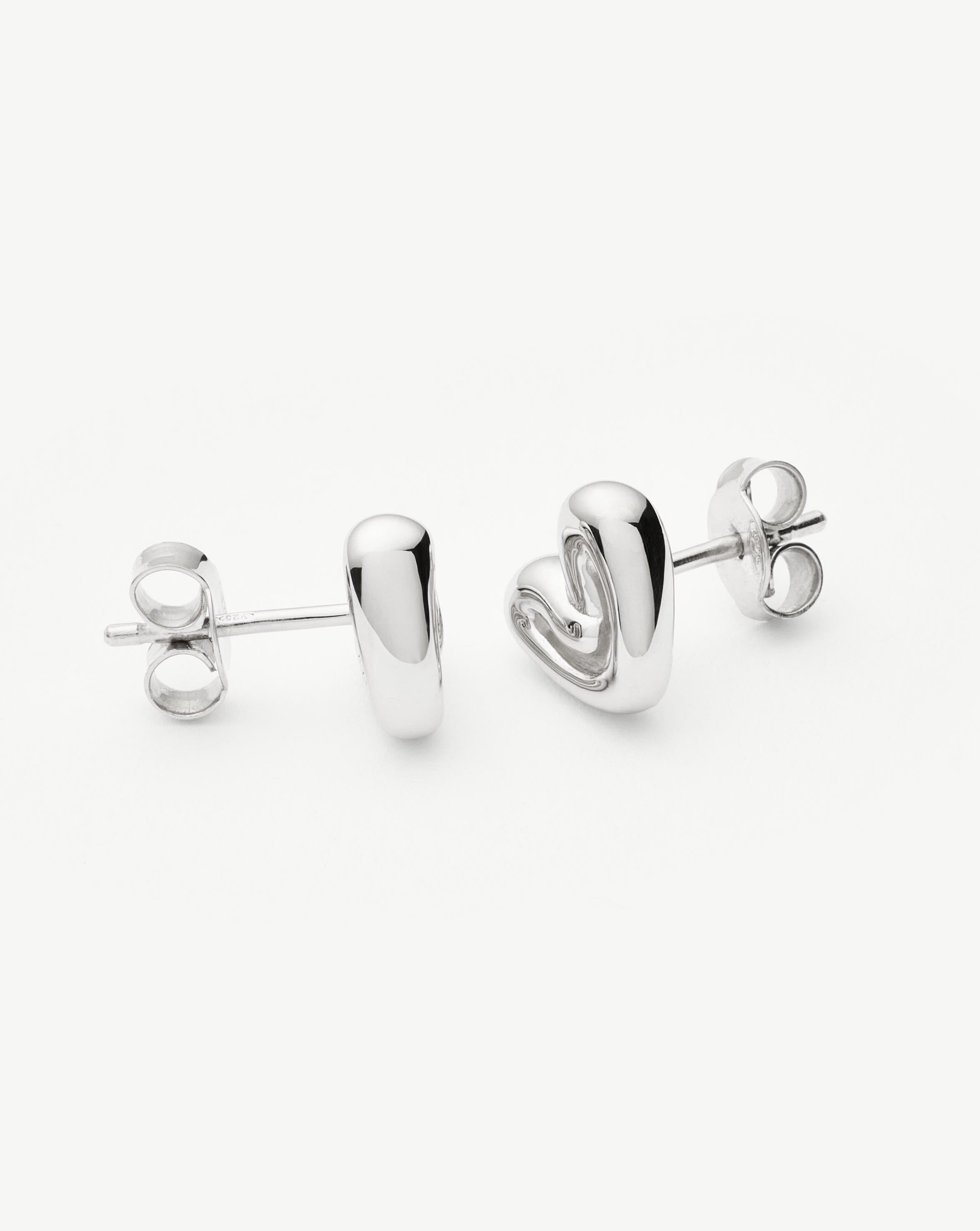 Puffy Heart Mini Stud Earrings for Women - 925 Sterling Silver Hypoallergenic Jewelry - Perfect for Valentine's Day, Anniversary & Everyday Wear