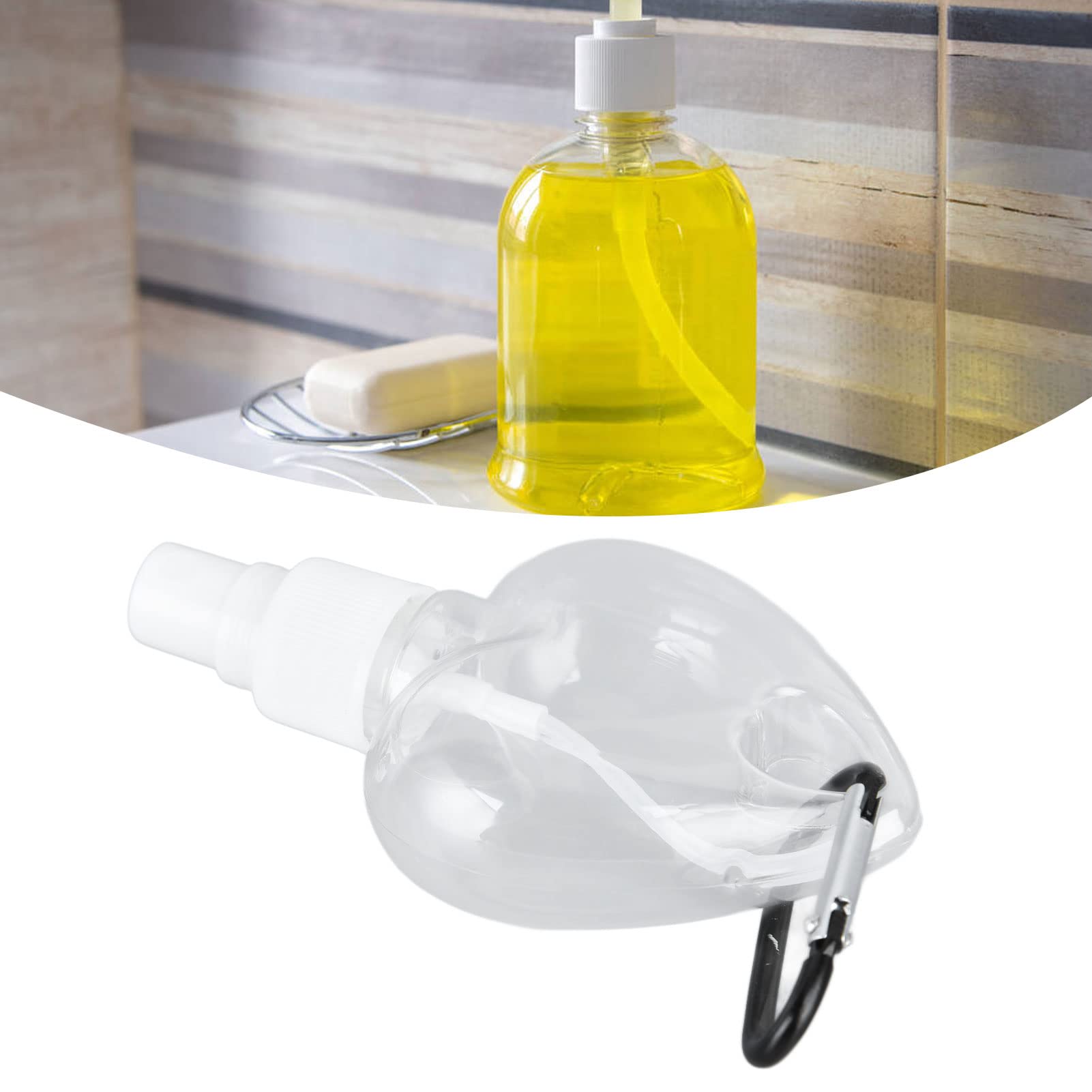 2Pcs 50ml Refillable Travel Spray Bottle Keychains - Portable Plastic Bottles for Hand Soap, Conditioner & Body Wash (Heart Spray) - Perfect for Gym, Travel & On-the-Go Essentials