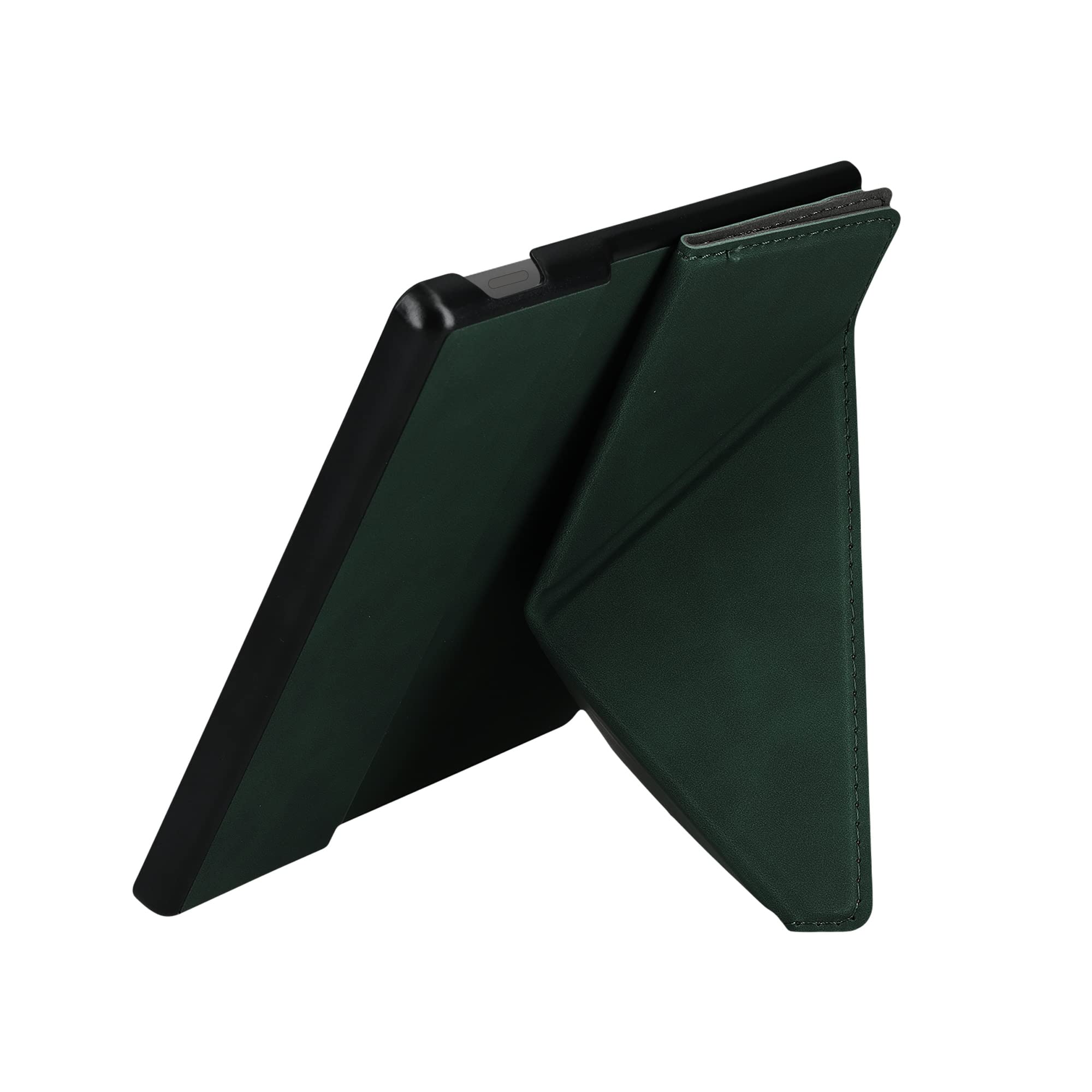kwmobile Origami Case for Amazon Kindle Oasis 10th Generation - Premium Faux Nubuck Leather Cover with Magnetic Closure & Stand Function - Petrol Blue - Perfect for Reading, Traveling and Hands-Free Viewing