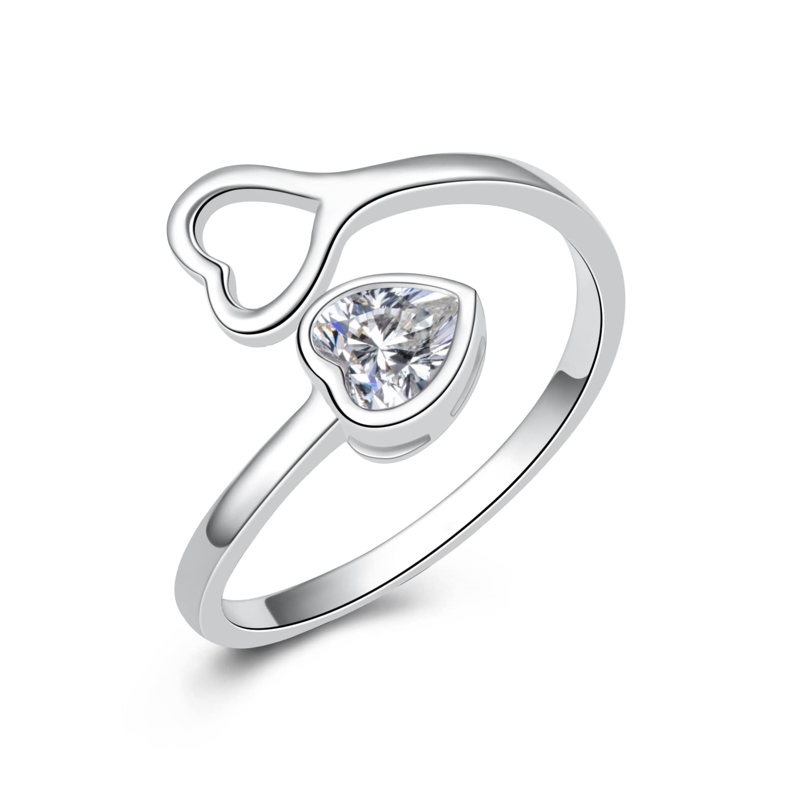 925 Sterling Silver Birthstone Ring Adjustable Heart Constellation Jewelry - Personalized Birth Month Ring for Women, Teens & Girls | Perfect Birthday Gift, Anniversary Present & Everyday Wear