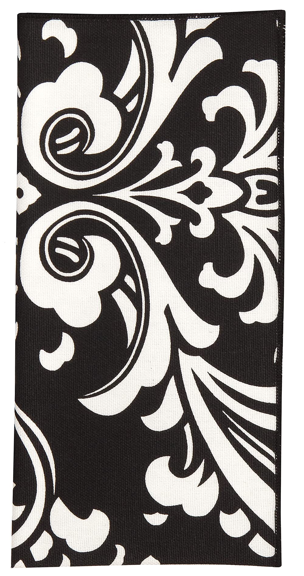 Premium 100% Cotton Linen Dinner Napkins 18x18 Inch - Elegant Black & White Damask Wedding Napkins Set of 12 for Formal Dining, Bridal Shower & Holiday Table Decor