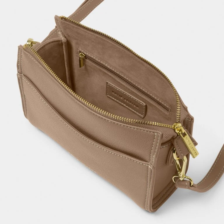 Katie Loxton Perri Crossbody Bag in Mocha - Stylish Leather Handbag for Women, Perfect for Everyday Use, Work, and Travel
