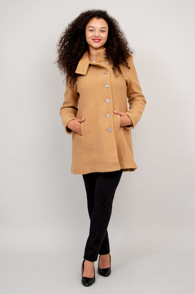 Premium Beige Wool Keston Coat for Women - Warm Winter Overcoat, Elegant Outerwear for Office, Dating & Casual Outings