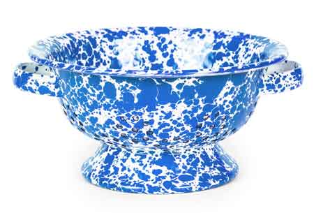 8-Inch Blue Marble Berry Colander - Durable Stainless Steel Strainer for Washing Fruits, Vegetables & Pasta - Perfect for Kitchen, Picnics & Outdoor Cooking