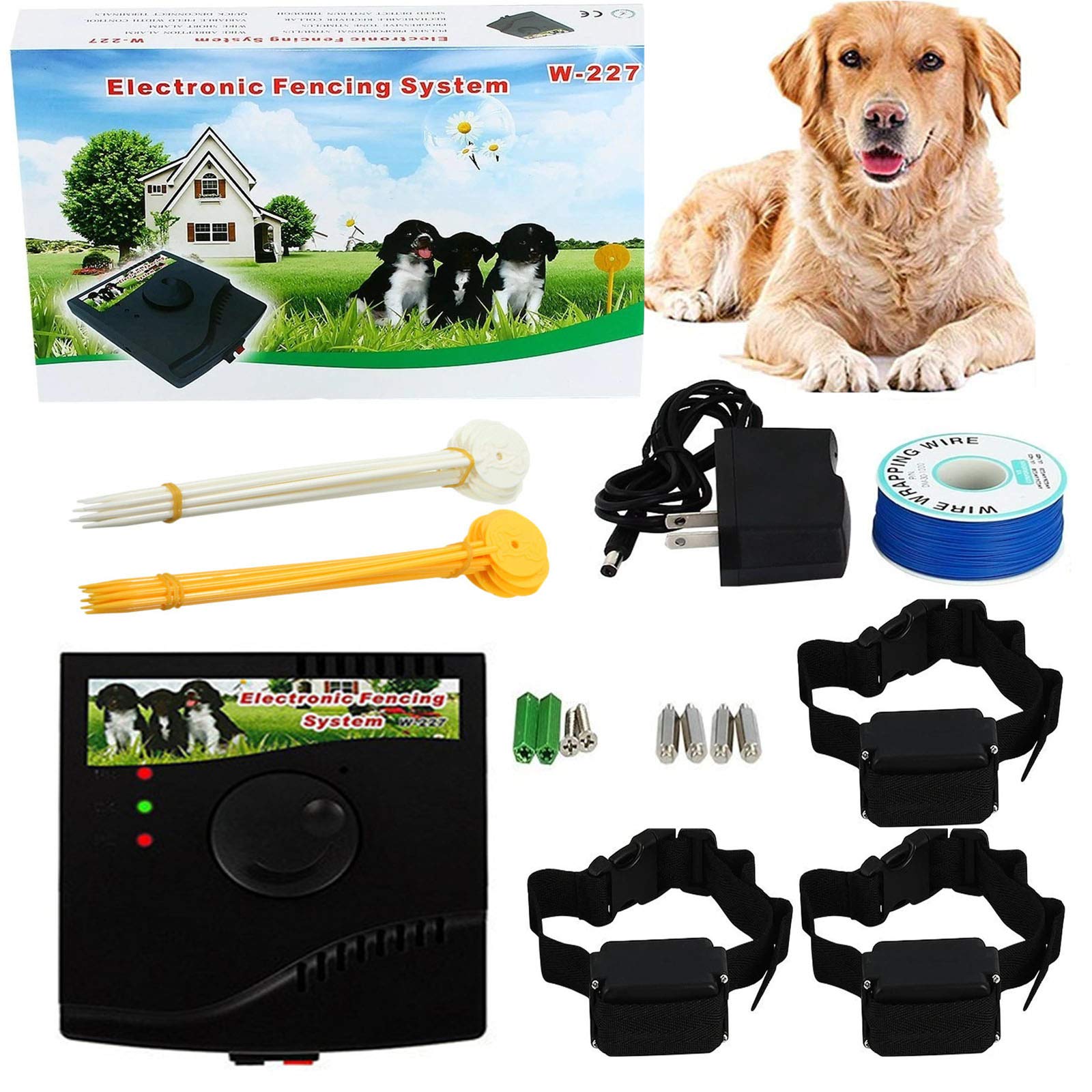 Electric Dog Fence System - Underground & Outdoor Pet Containment for Small, Medium & Large Dogs | Waterproof & Rechargeable Receiver | Safe & Effective Wireless Dog Barrier | Perfect for Backyards, Farms & Large Properties