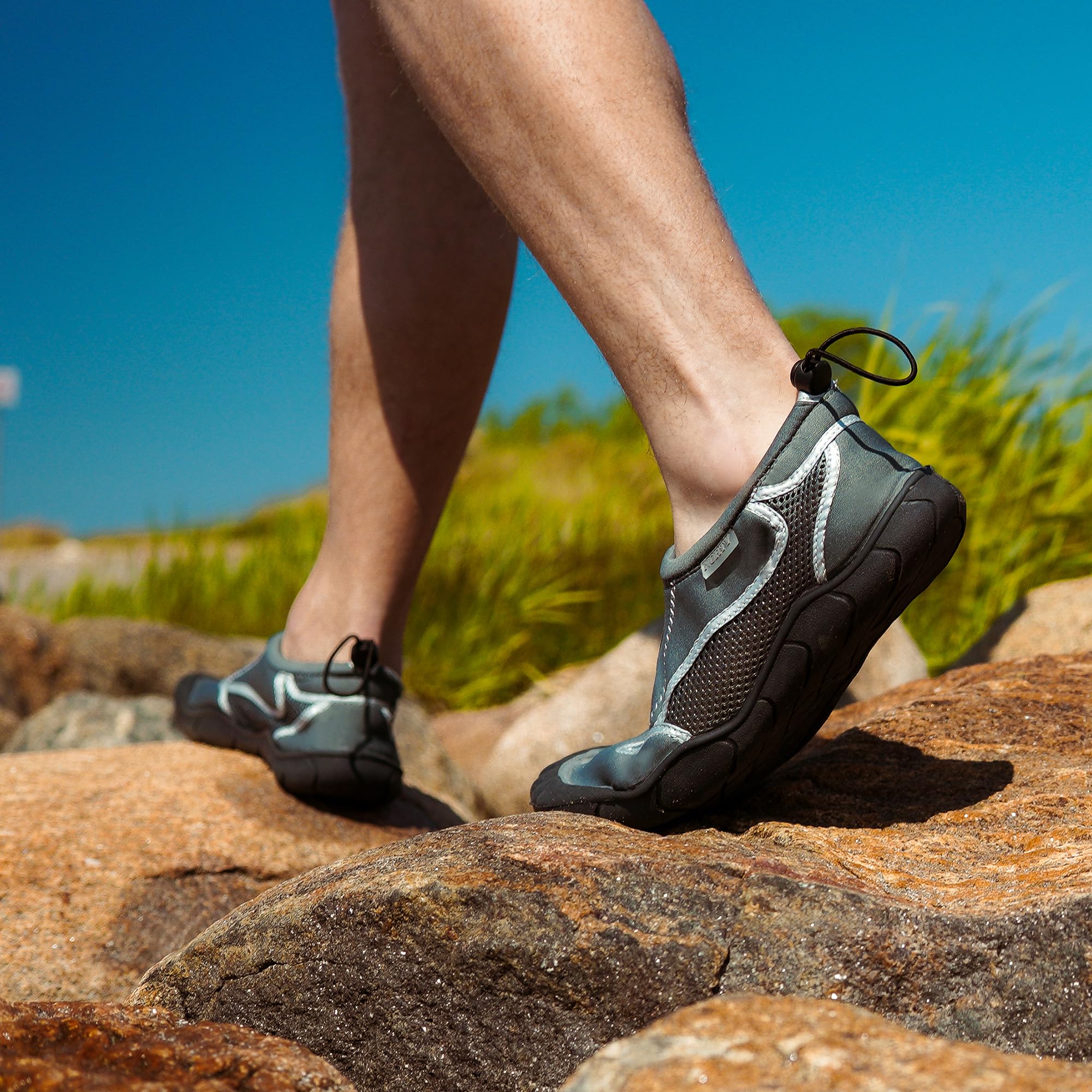 NORTY Wave Aqua Sock Water Shoes for Men - Quick-Dry Swim & Beach Shoes with Non-Slip Sole - Lightweight Water Socks for Swimming, Surfing, Kayaking & Outdoor Water Activities