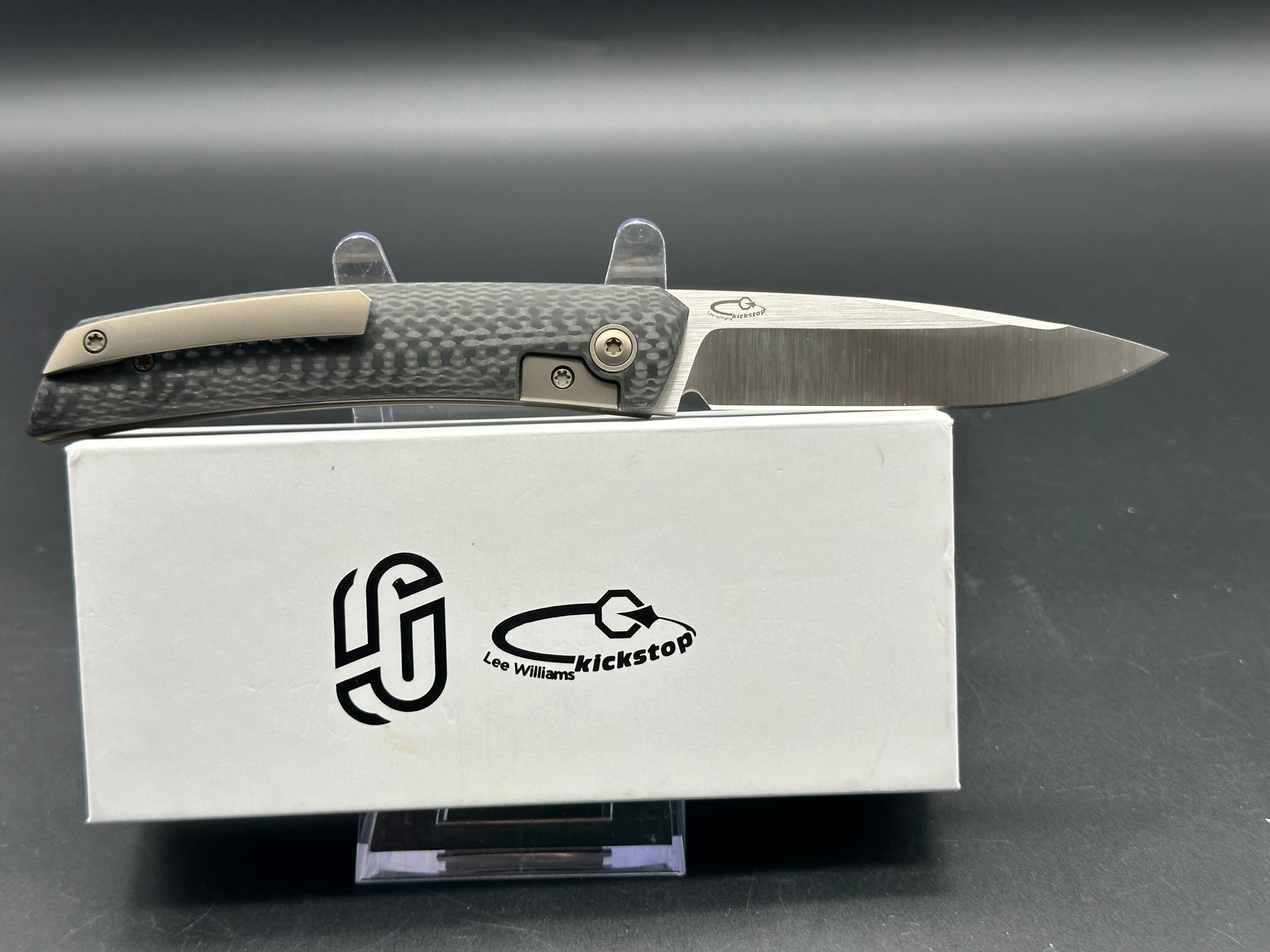 Jared Oeser F22 KickStop Flipper Knife - Premium M390 Steel Satin Blade with Carbon Fiber Handle - EDC, Tactical, Outdoor Survival & Camping Gear