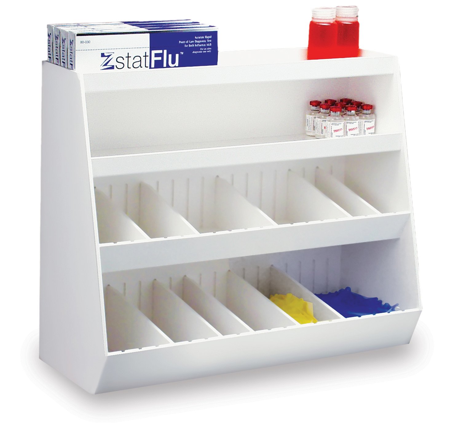 TrippNT Large Lab Storage Shelf with 2 Shelves & 14 Adjustable Bins - 23.875