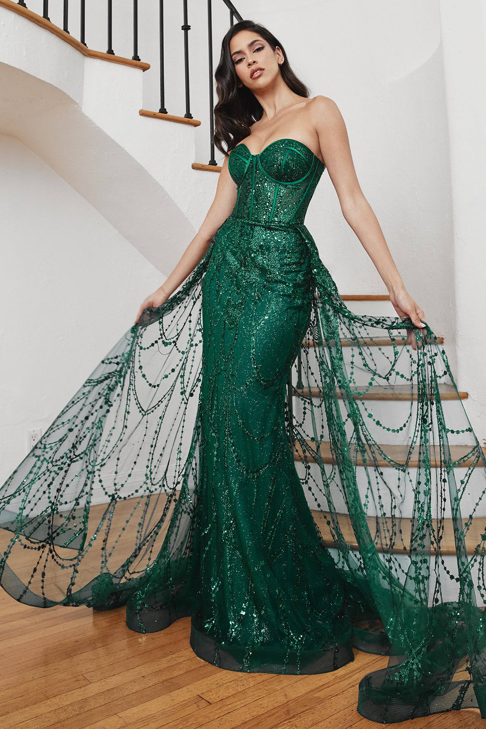 Cinderella Divine CB095 Elegant Lace & Sequin Corset Dress for Women - Perfect for Prom, Evening Gala, and Special Occasions