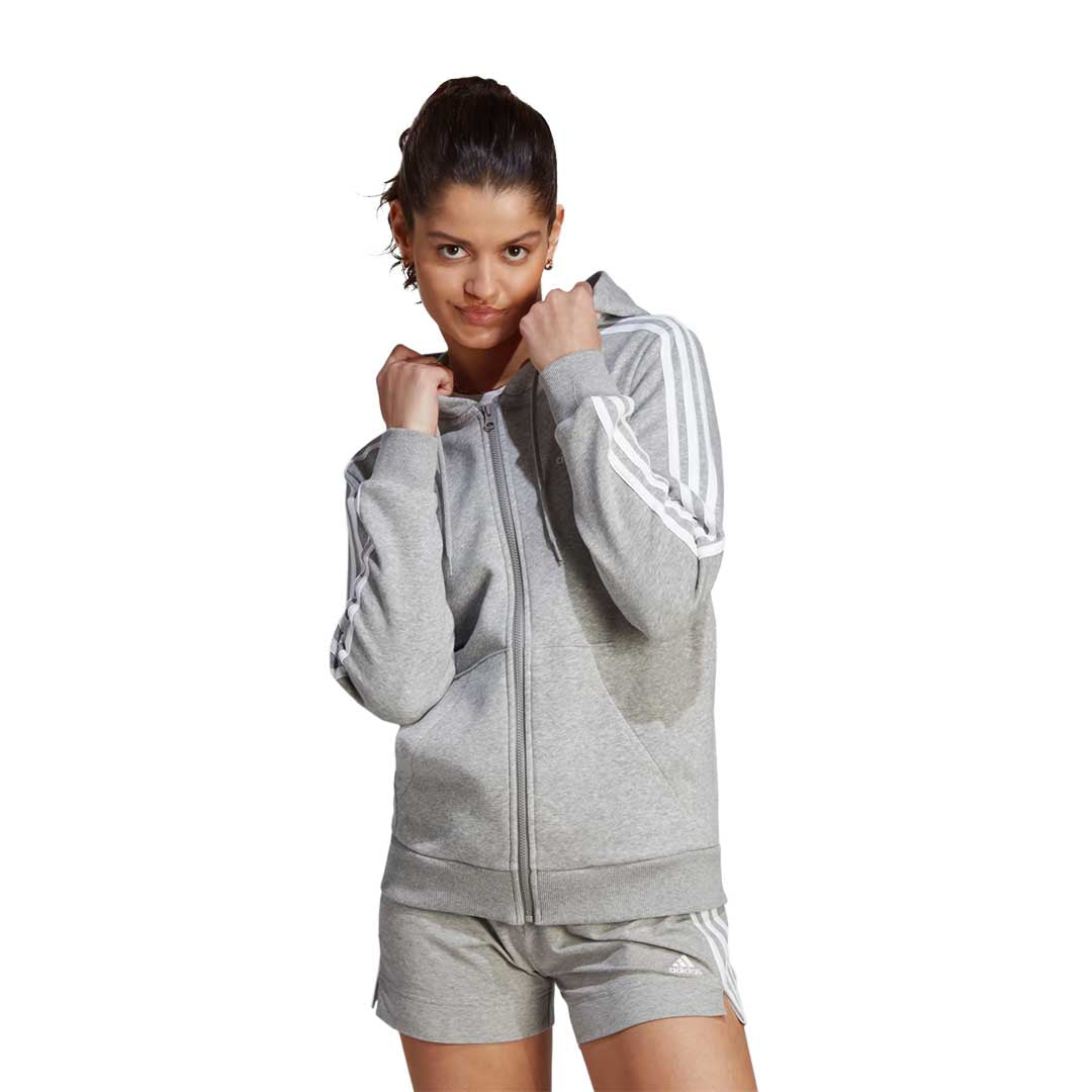 adidas Women's Essentials 3 Stripes Full Zip Fleece Hoodie - Soft Warm Winter Jacket for Casual Wear, Gym & Outdoor Activities (IM0236)