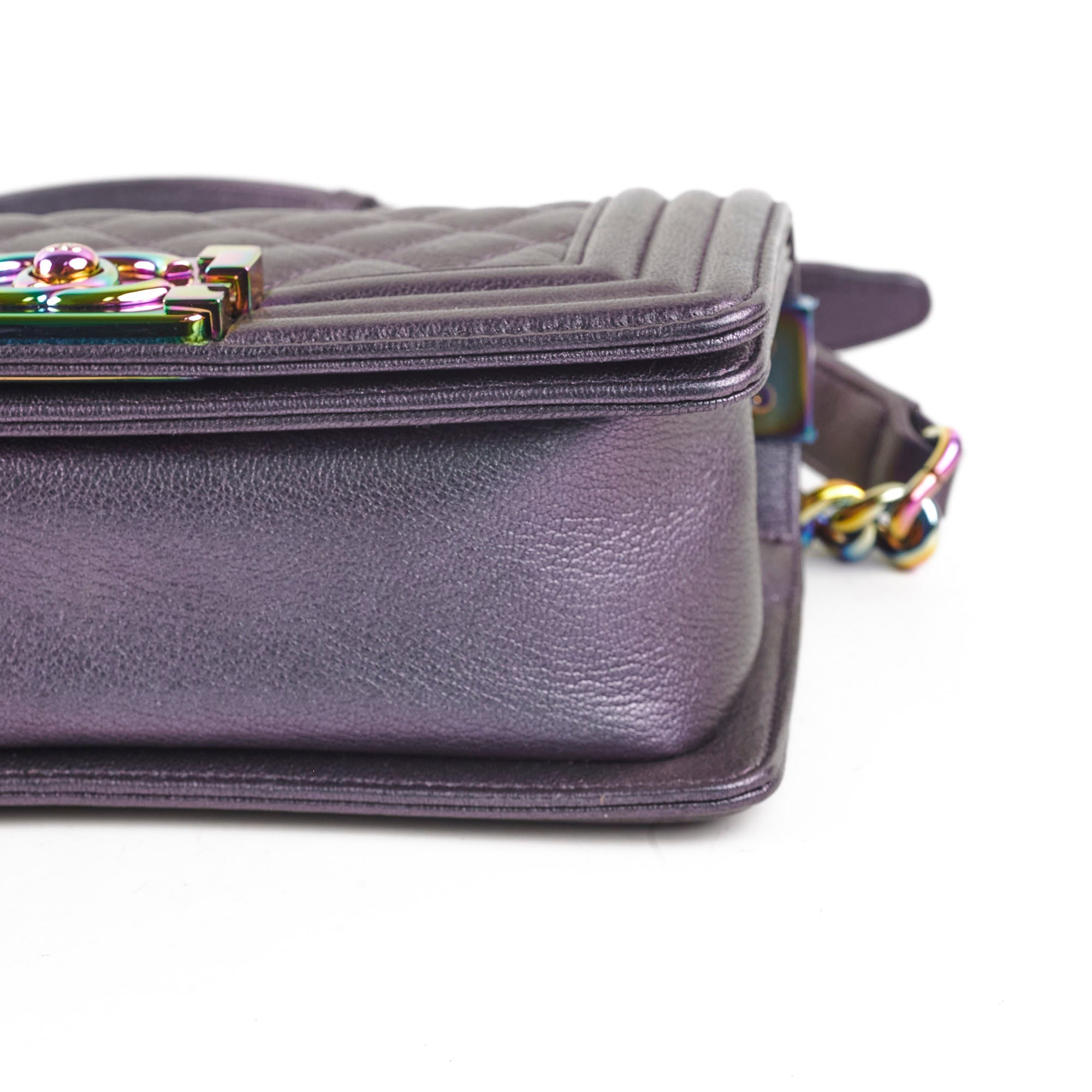Chanel Small Boy Bag Mermaid Purple Iridescent Leather Crossbody Bag - 21 Series Luxury Handbag for Women, Perfect for Parties, Dating & Special Occasions