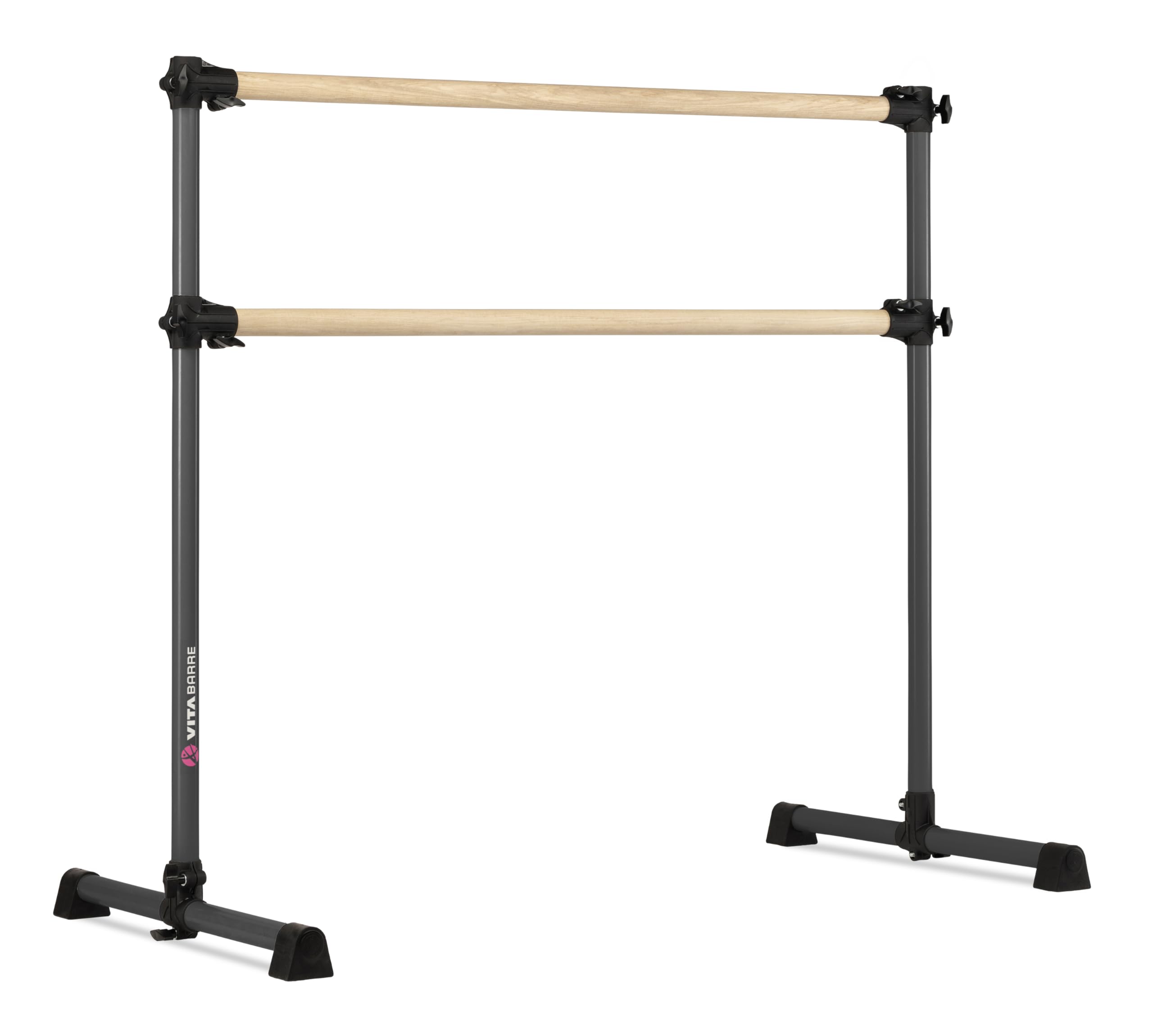 VITA Barre Portable Freestanding Double Ballet Barre - Adjustable Height Wooden Bar for Dance, Fitness & Pilates | Home & Gym Exercise Equipment for Kids & Adults | Perfect for Ballet Practice, Stretching & Workout Routines | Made in USA