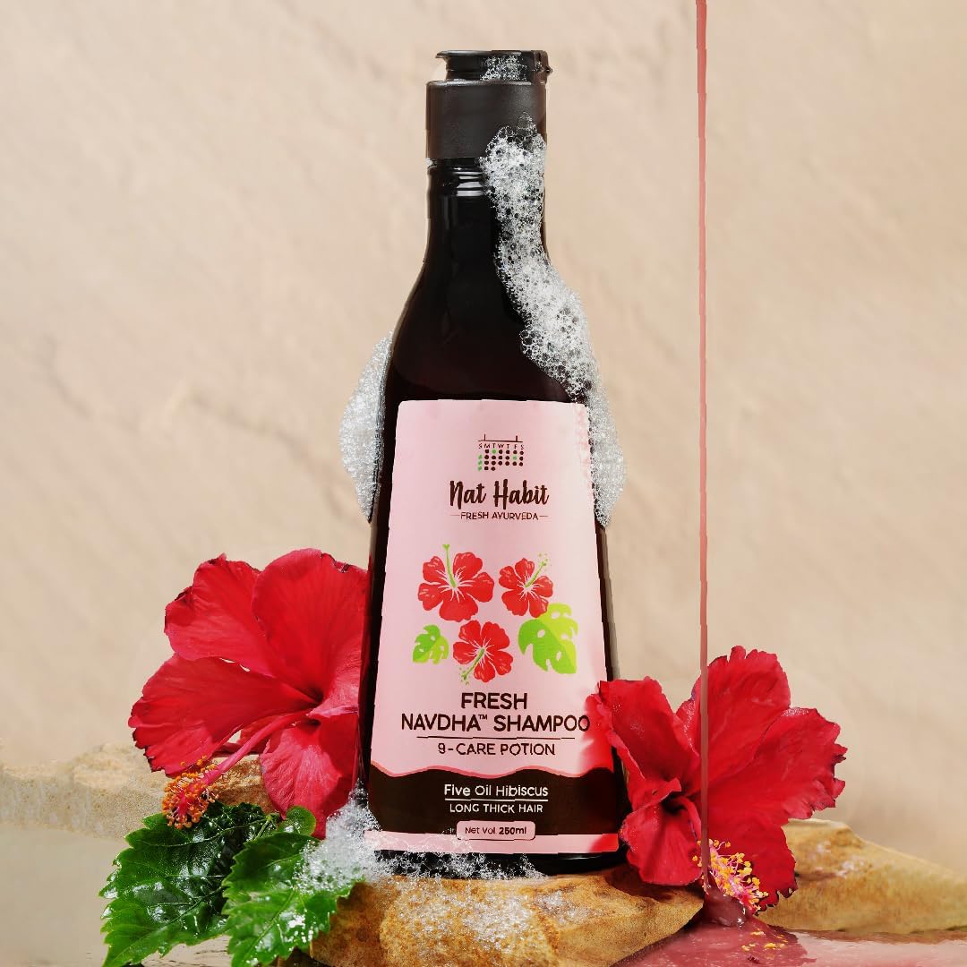 Nat.Habit Hibiscus Shampoo and Conditioner Set - Hair Fall Control & 72-Hour Frizz Free Solution for Women & Men - Perfect for Dry, Damaged Hair and Daily Hair Care Routine