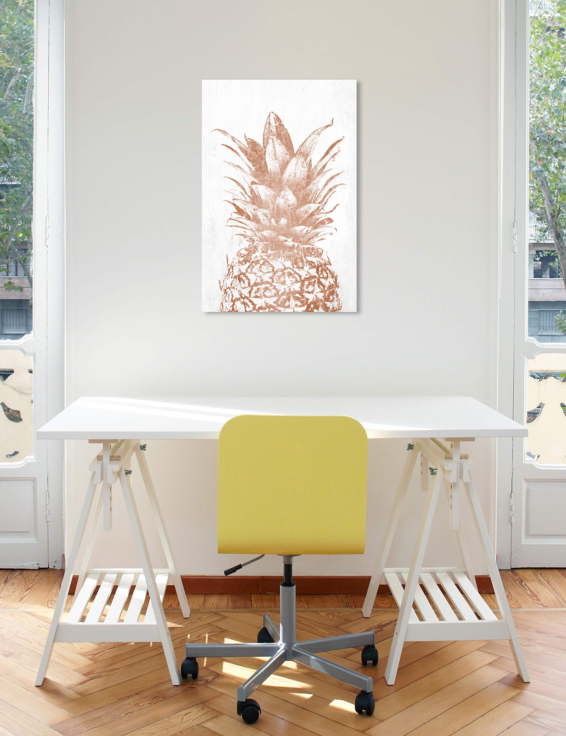 Oliver Gal Artist Co. 'Half Pina III' Pink & White Kitchen Wall Art Canvas Print - 20x30 Inches - Modern Food Art Decor for Dining Room, Restaurant & Home Kitchen