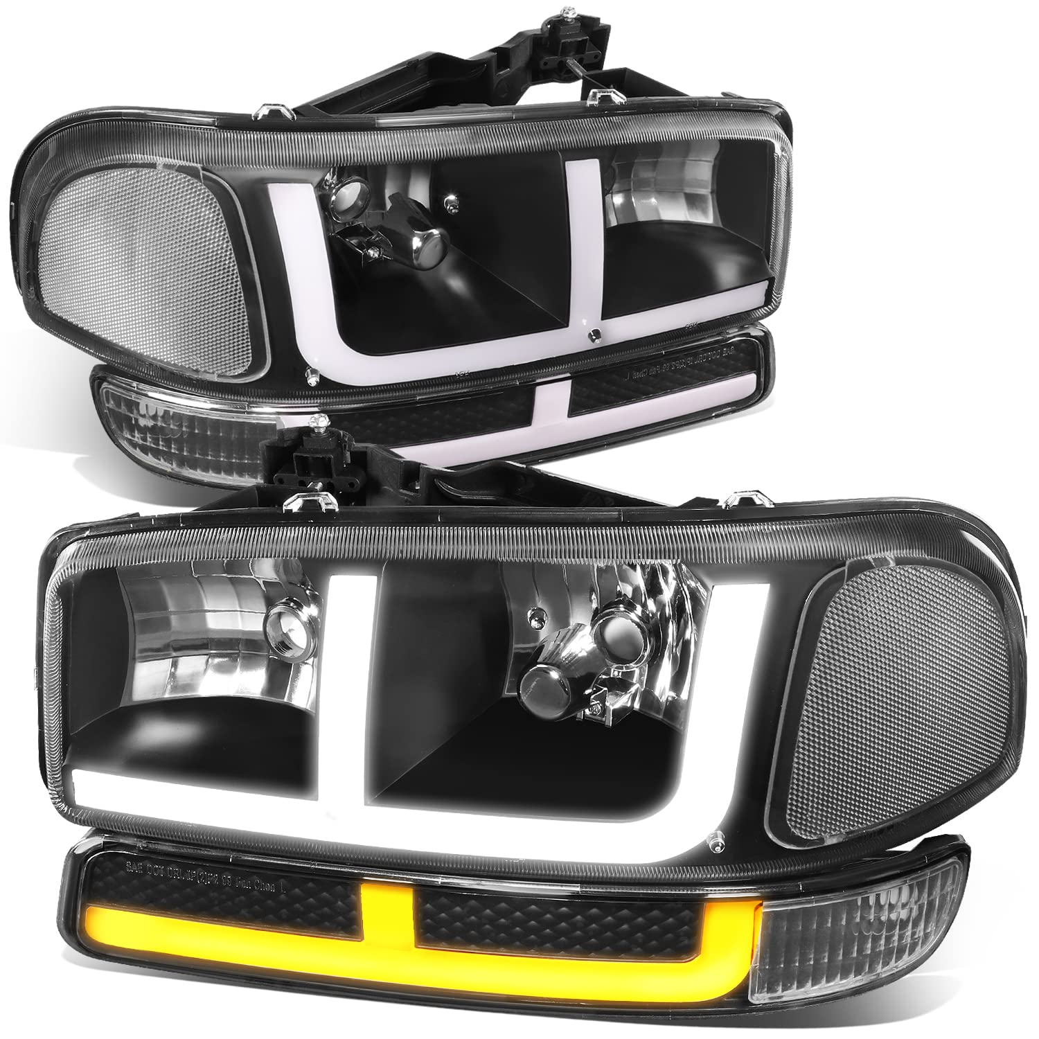 DNA MOTORING Black Headlights for 99-06 Sierra 1500 - Perfect for Night Driving