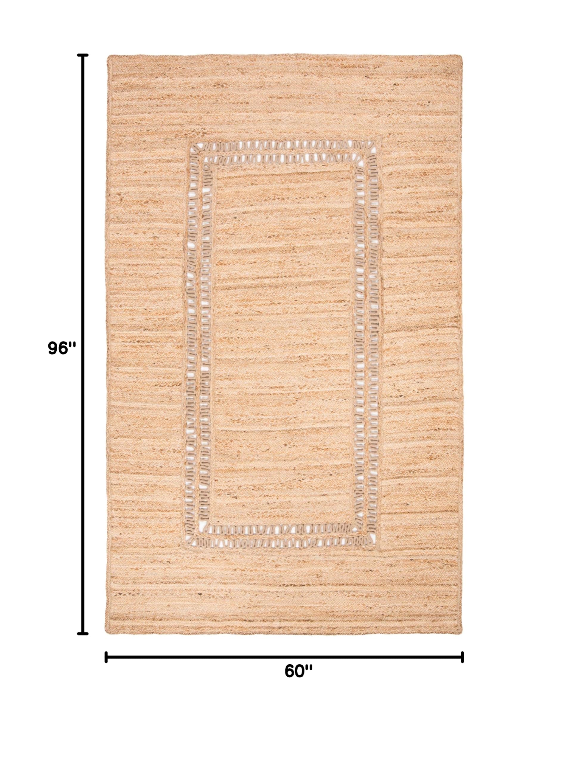 SAFAVIEH Handmade Boho Jute Area Rug 5' x 8' - Natural Fiber Farmhouse Rug for Living Room & Bedroom, Beige (NF374B) | High Traffic Durable Floor Mat for Home Decor, Cozy Boho Chic Style