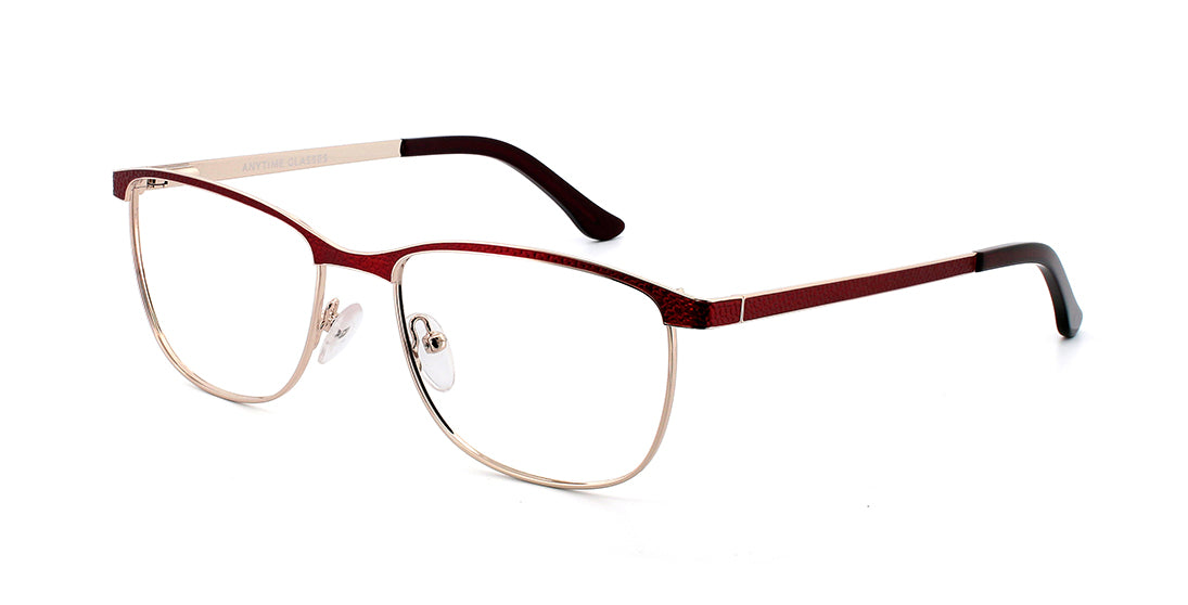 Stylish Thin Two-Tone Browline Eyeglass Frames MW18201 in Wine Red - Perfect for Reading, Work & Fashion Accessories