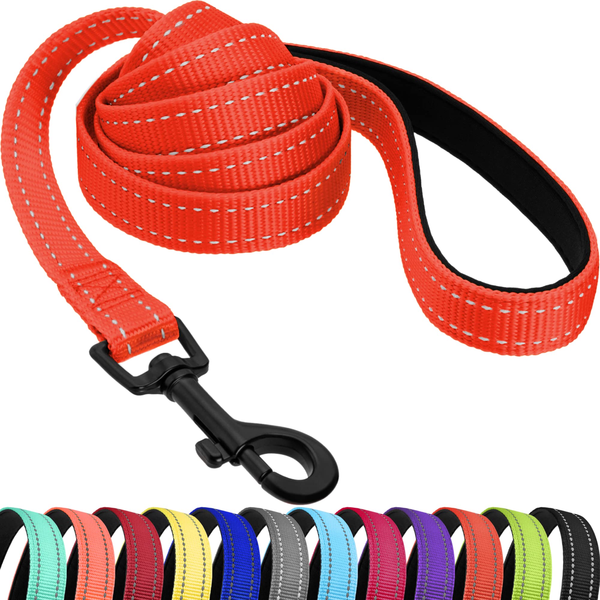 CollarDirect Heavy Duty Reflective Nylon Dog Leash - 5ft Durable Pet Leash for Walking, Running & Training - Adjustable for Small, Medium & Large Dogs (Orange, Small) - Perfect for Outdoor Adventures, Night Walks & Daily Pet Exercise
