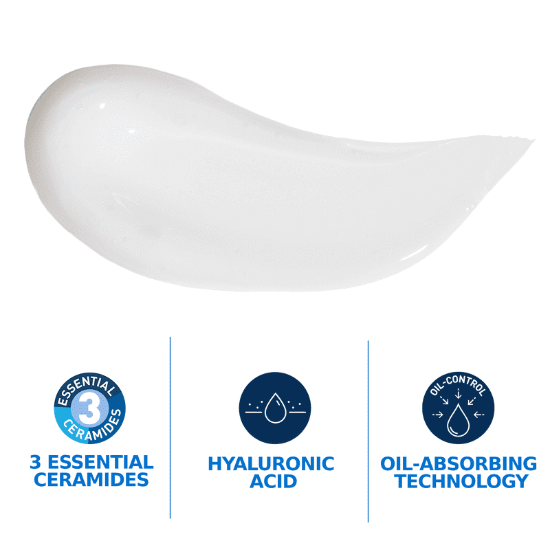 CeraVe Oil Control Gel Cream Moisturizer for Oily & Acne-Prone Skin - Lightweight, Non-Comedogenic Face Moisturizer with Hyaluronic Acid & Niacinamide - Perfect for Daily Skincare Routine & Makeup Prep