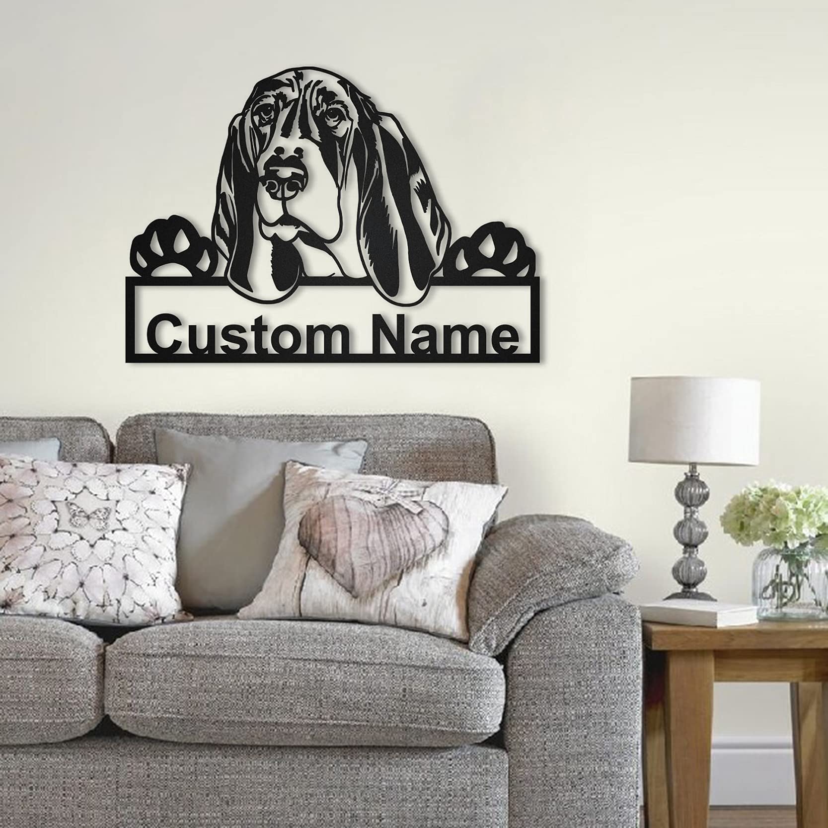Custom Basset Hound Metal Sign - Personalized Dog Wall Art Decor | Funny Basset Hound Gift for Pet Lovers | Unique Animal-Themed Home & Office Decoration | Perfect for Living Room, Bedroom or Man Cave