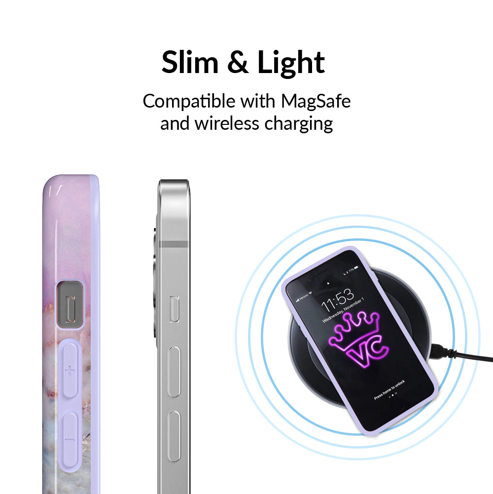 Violet Sky Marble iPhone Case - Premium Protective Cover for iPhone [Model Numbers] | Shatterproof & Scratch-Resistant | Stylish Marble Design for Everyday Use, Work & Travel