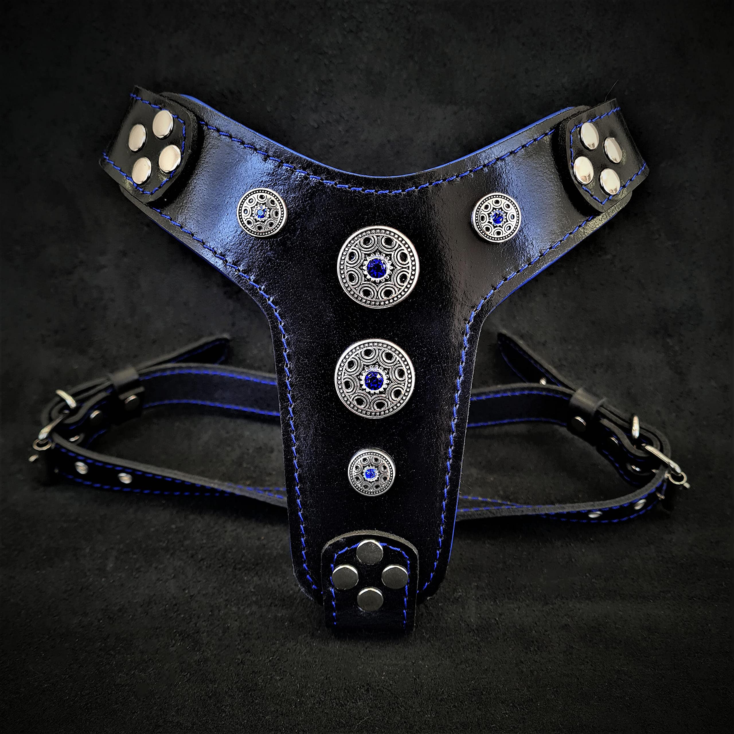 Bestia Bijou Genuine Leather Studded Dog Harness for Small to Medium Breeds - Stylish & Durable Pet Accessory for Walking, Training & Outdoor Adventures